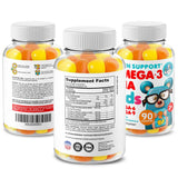 DR. MORITZ Kids Gummies on a kitchen counter with a glass of water