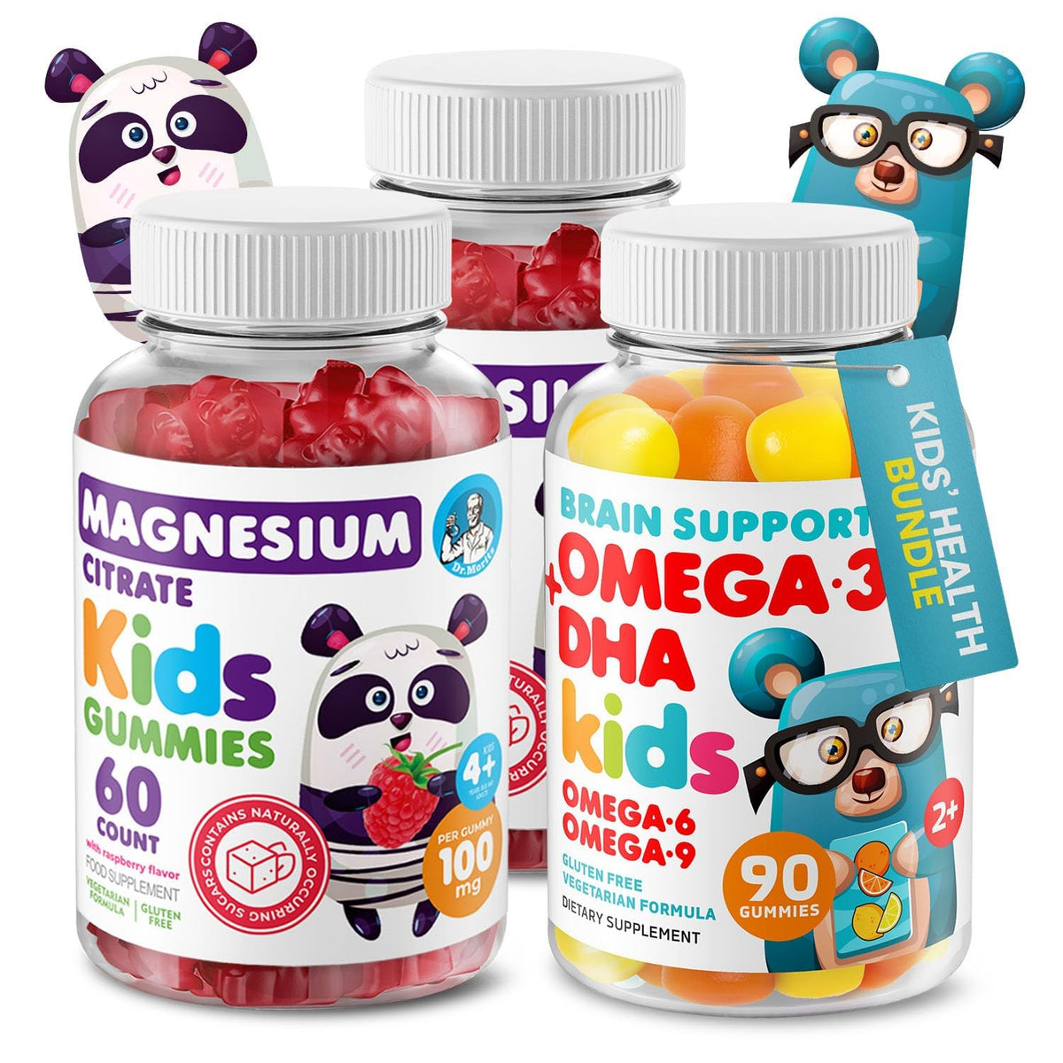 DR. MORITZ Kids Omega-3 Gummies front view with zesty lemon-orange flavour