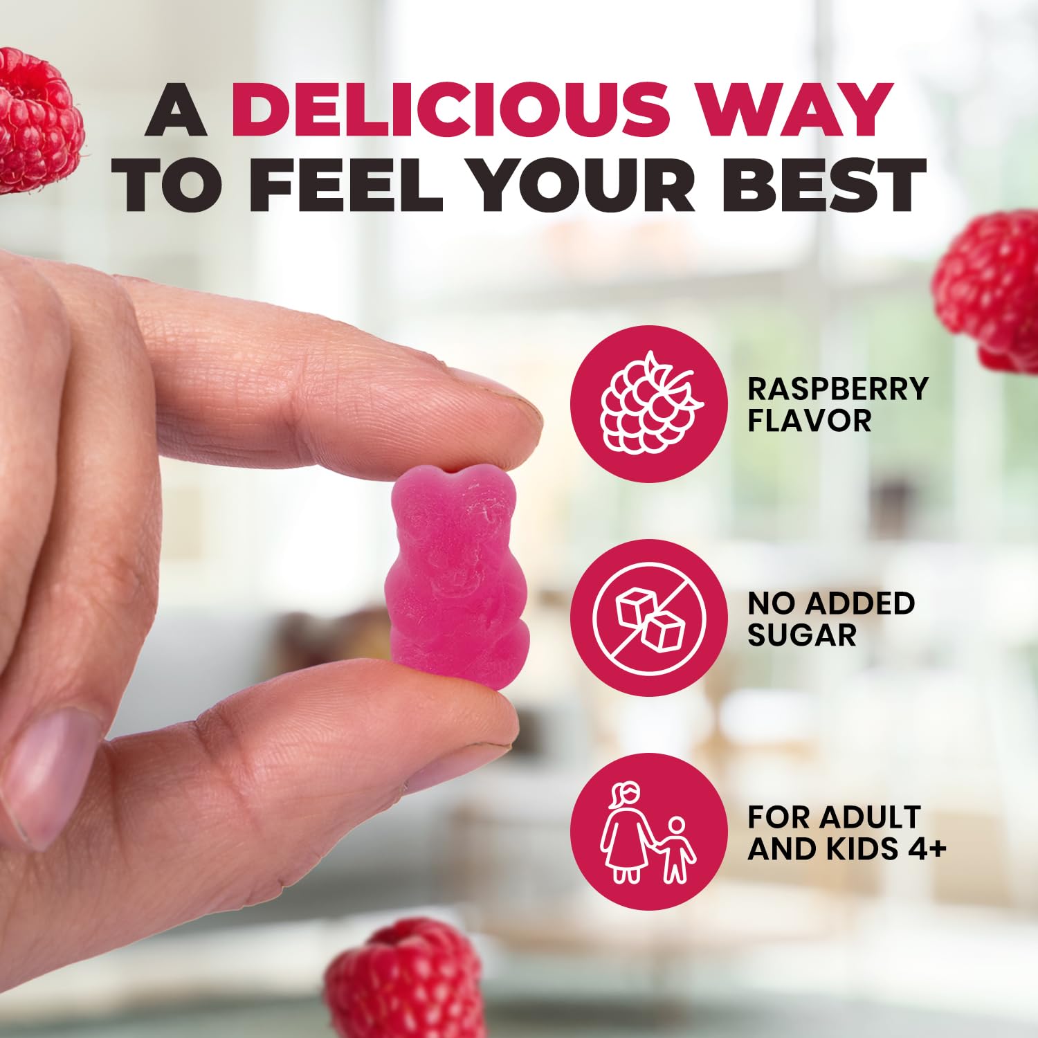 DR. MORITZ Magnesium Glycinate Gummies displayed with a measuring spoon