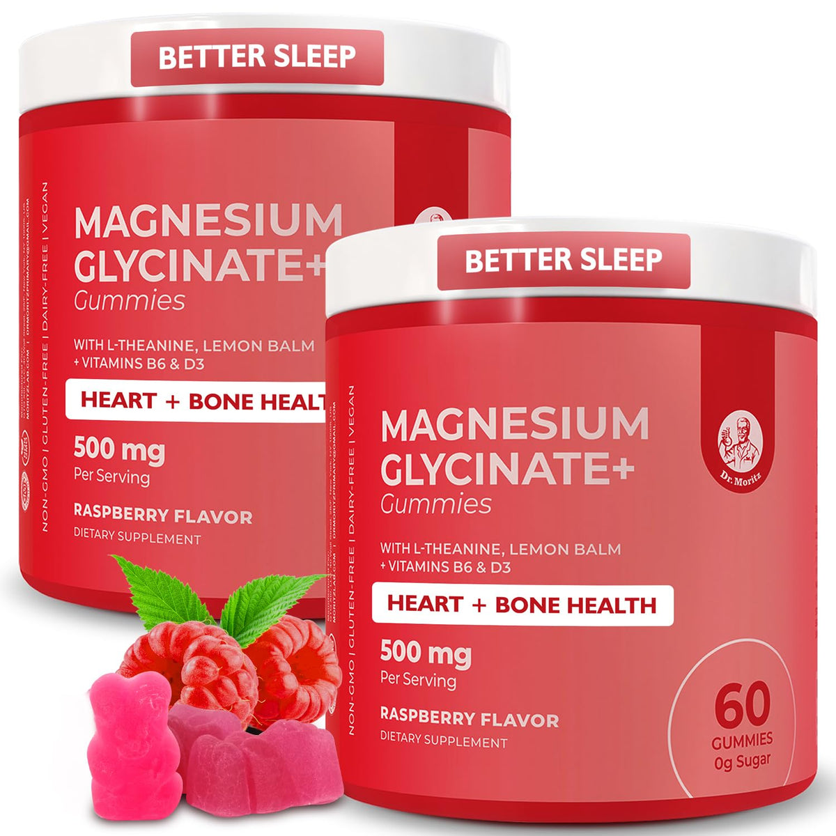 DR. MORITZ Magnesium Glycinate Gummies front view with packaging