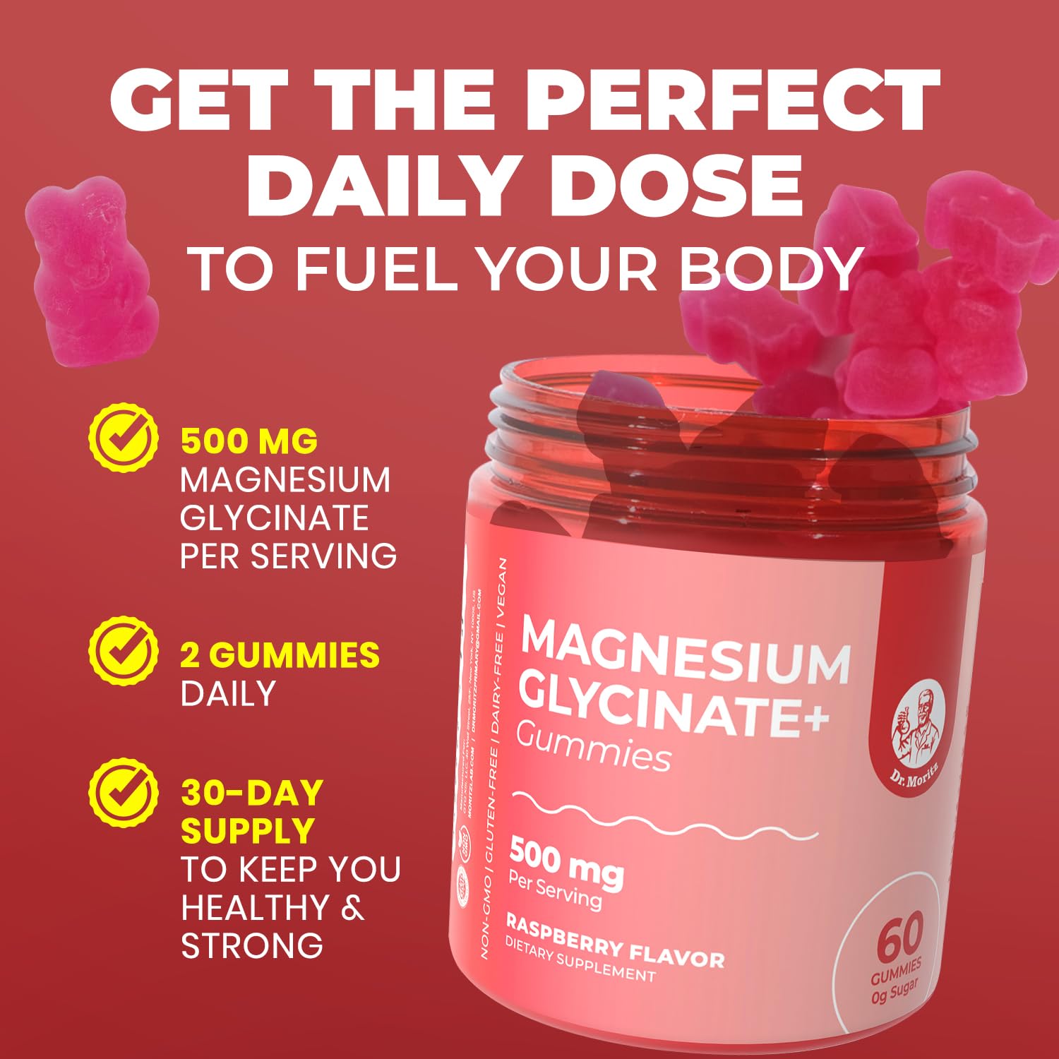 DR. MORITZ Magnesium Glycinate Gummies in a bowl for serving suggestion