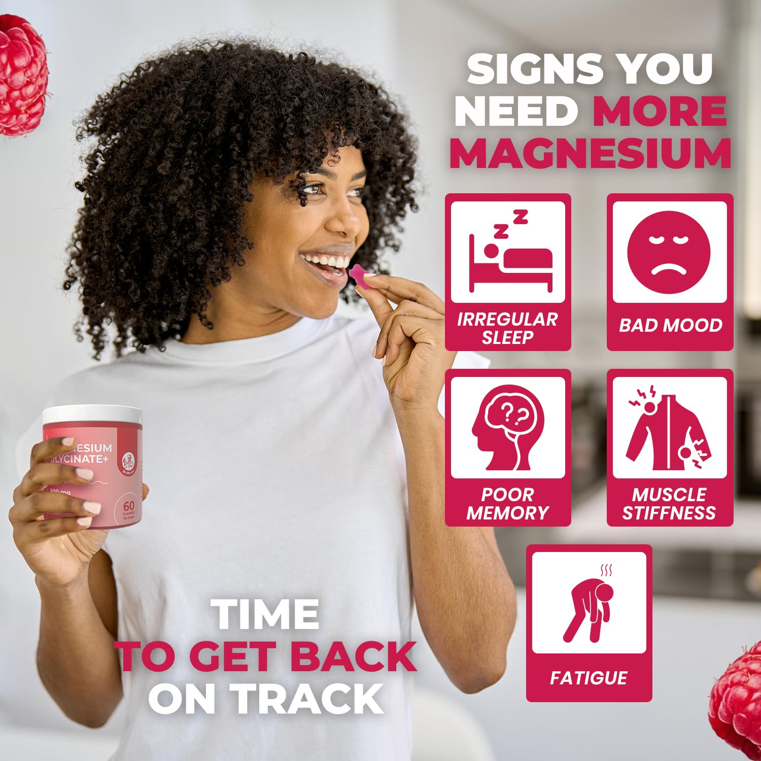 DR. MORITZ Magnesium Glycinate Gummies side view with nutritional information