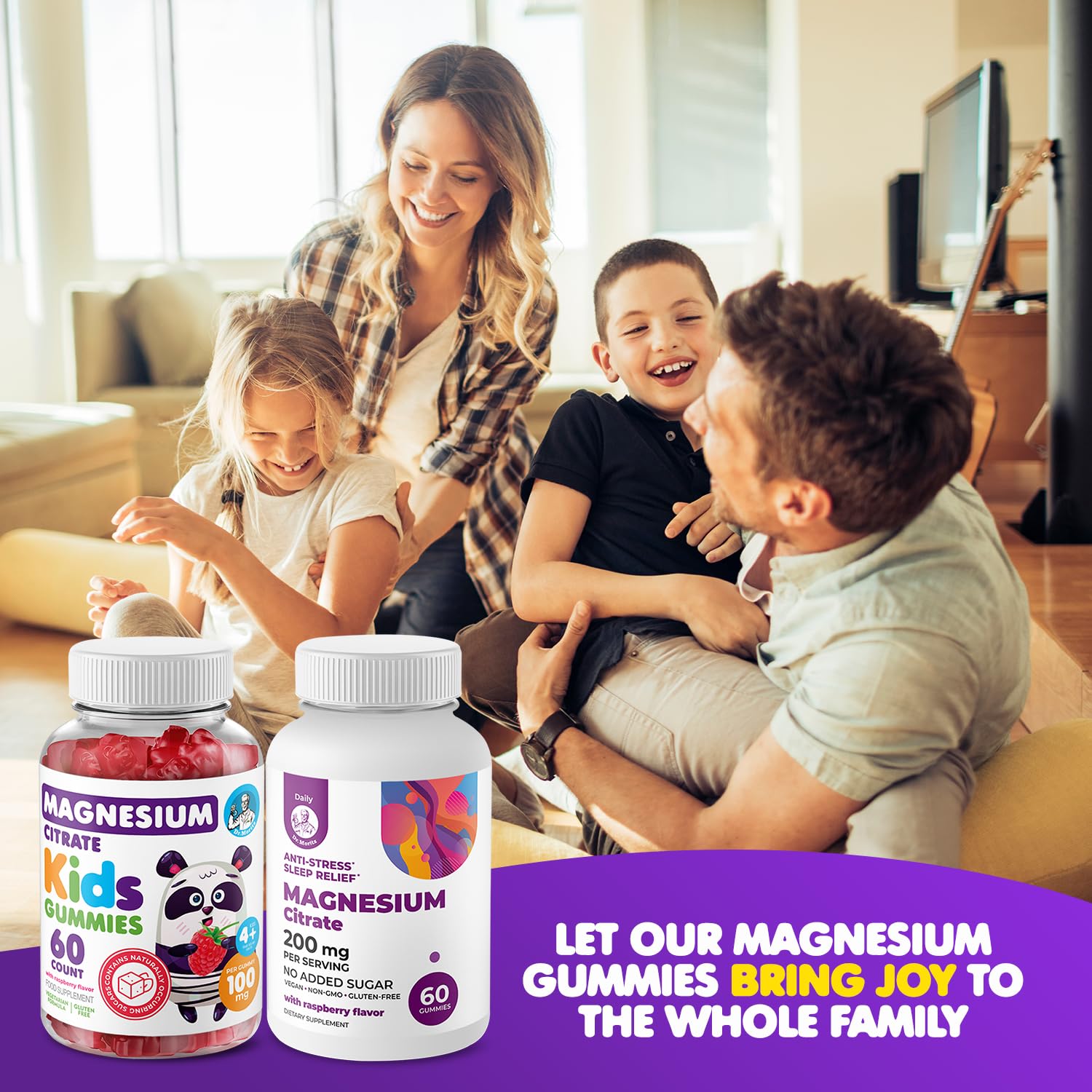 DR. MORITZ Magnesium Gummies back view with dosage details
