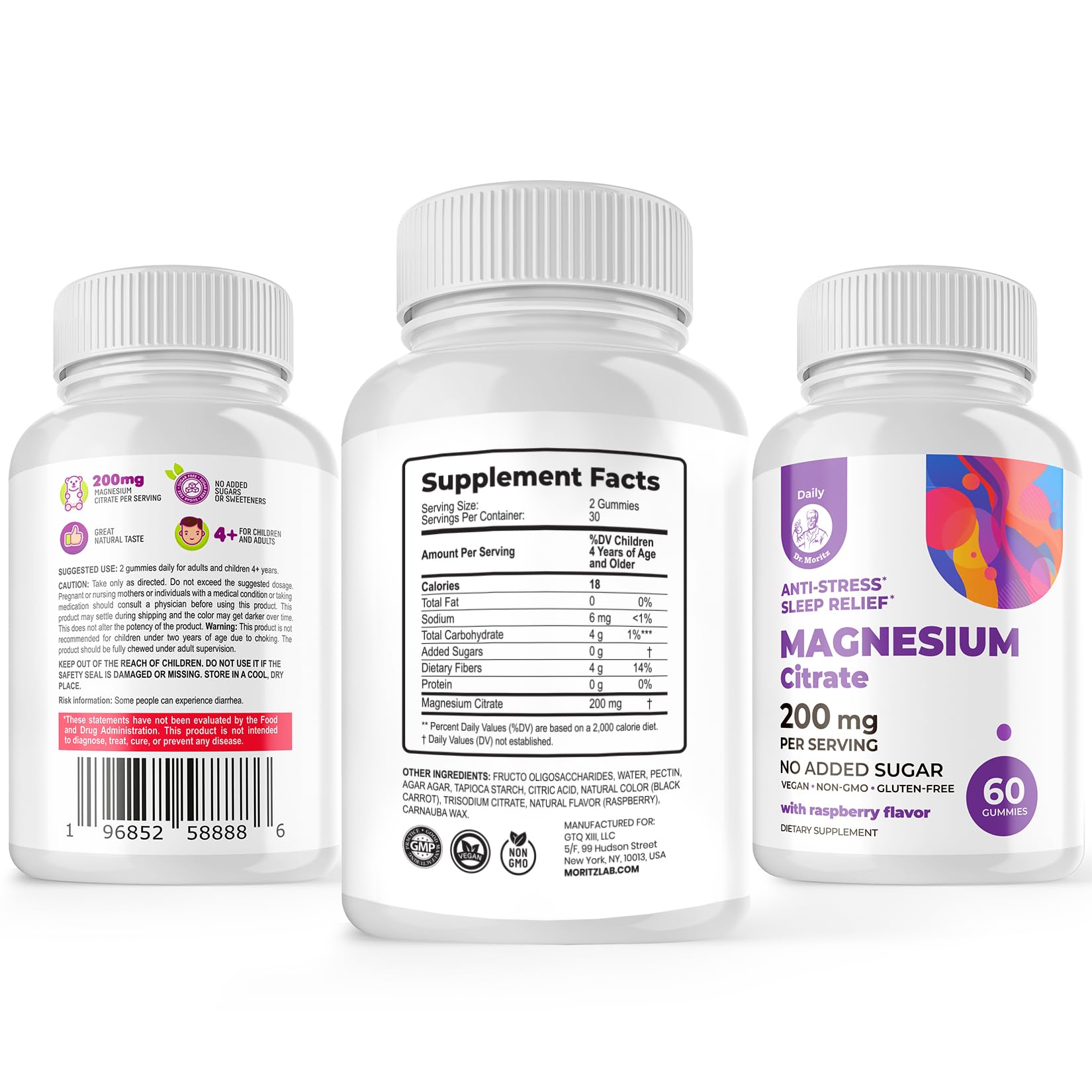 DR. MORITZ Magnesium Gummies side view showing ingredients