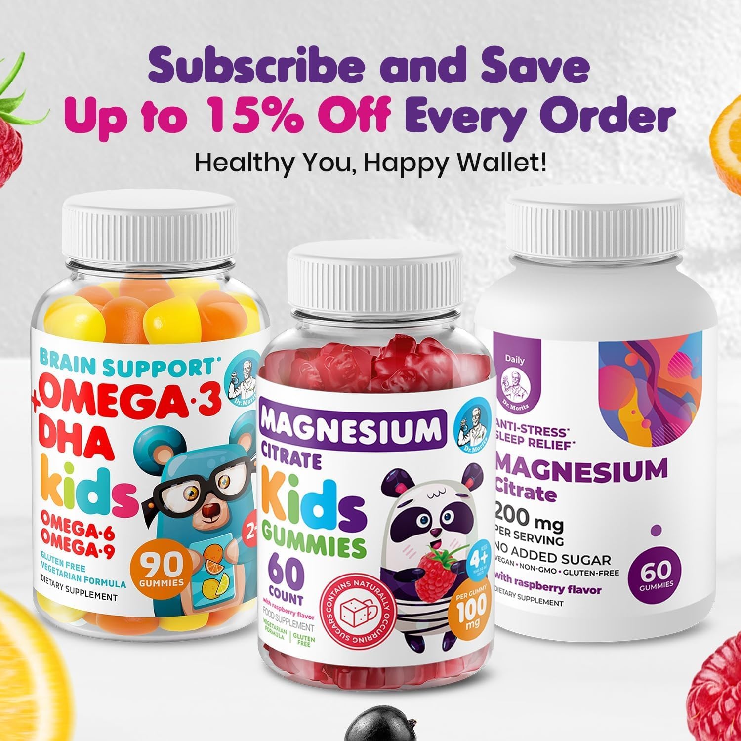 DR. MORITZ Magnesium Gummies with ingredients list visible