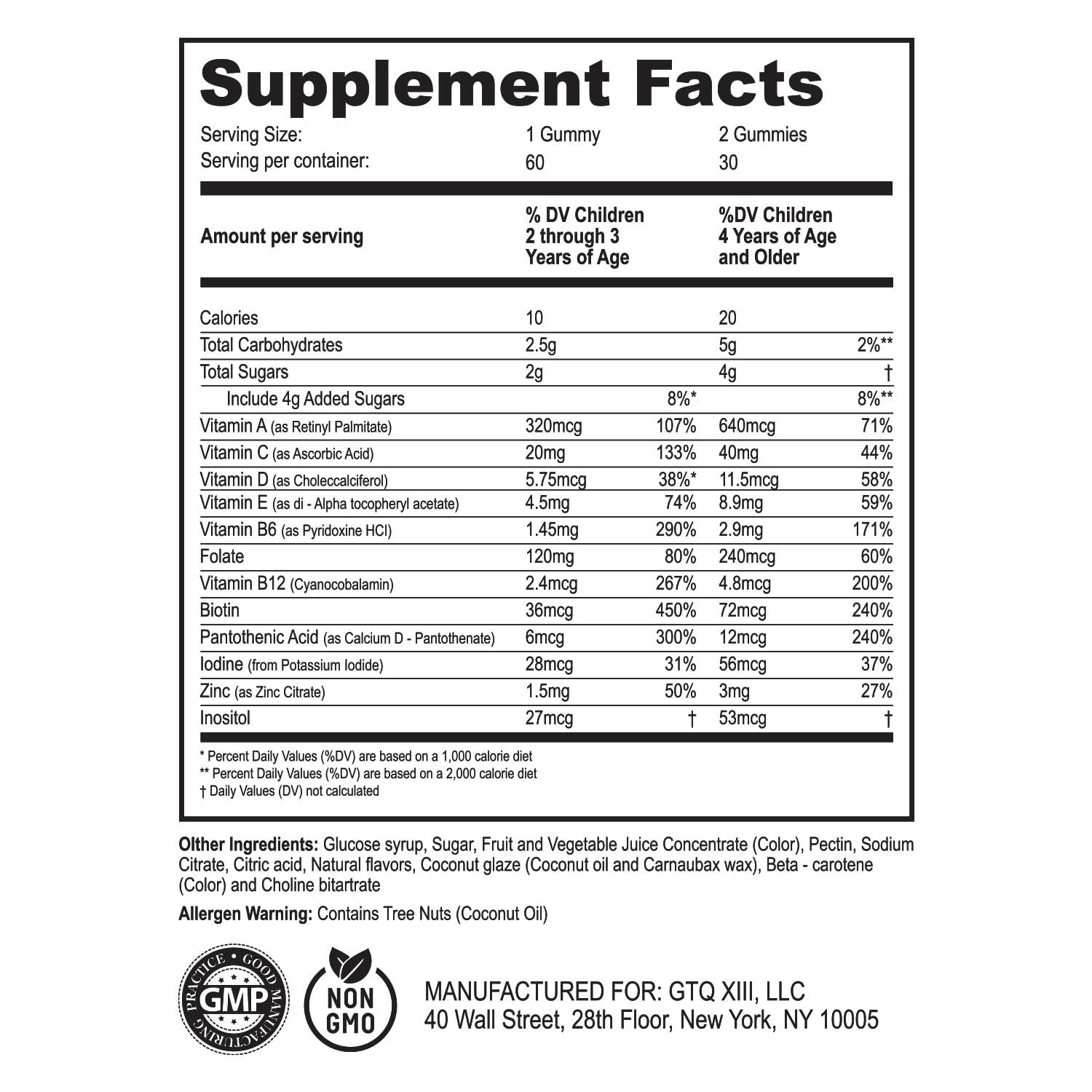 DR. MORITZ Multivitamin Gummies for Kids ingredients list