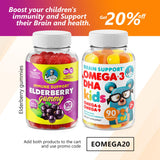DR. MORITZ Omega 3 Gummies for Kids showing zesty orange and lemon flavours