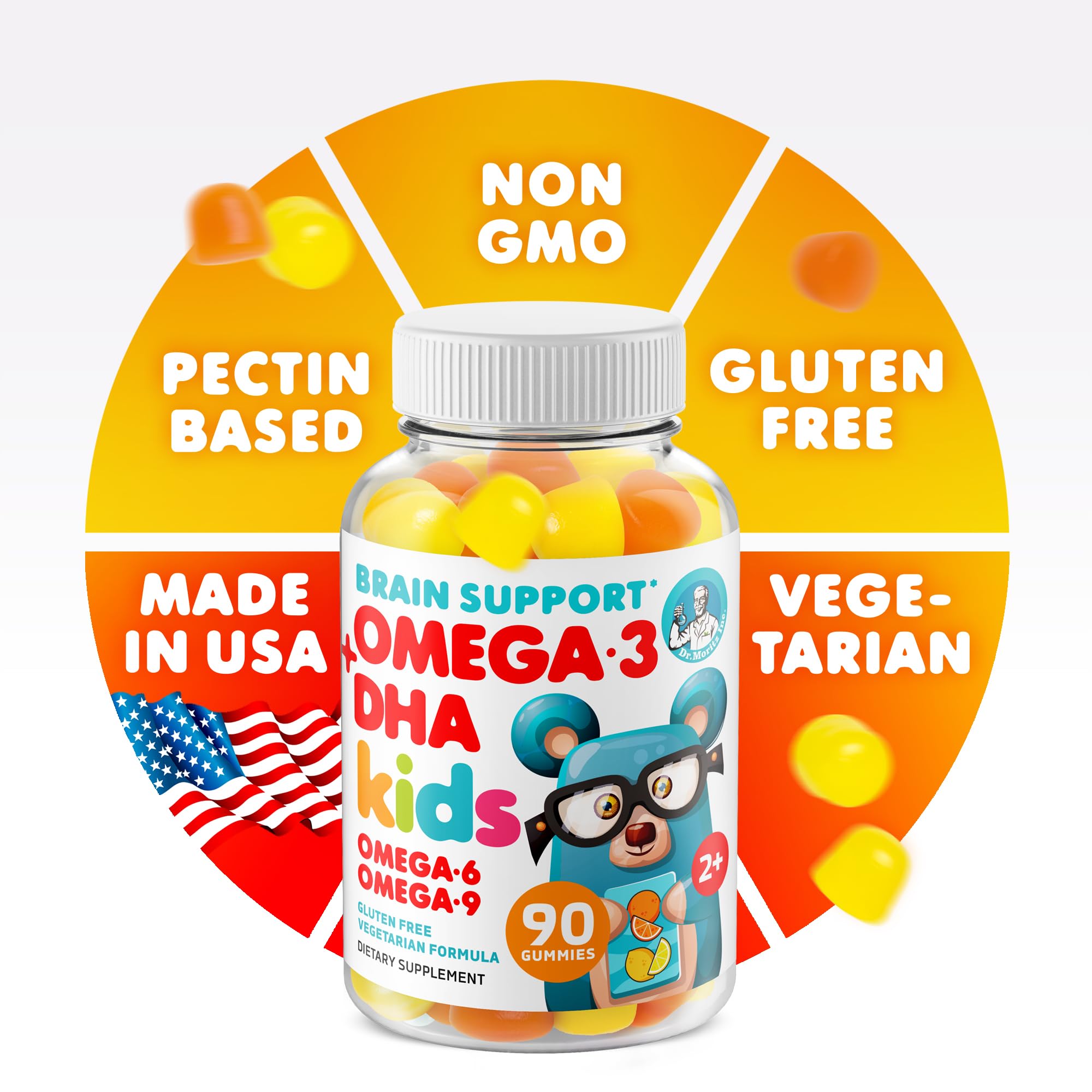 DR. MORITZ Omega 3 Gummies for Kids with a child holding a gummy