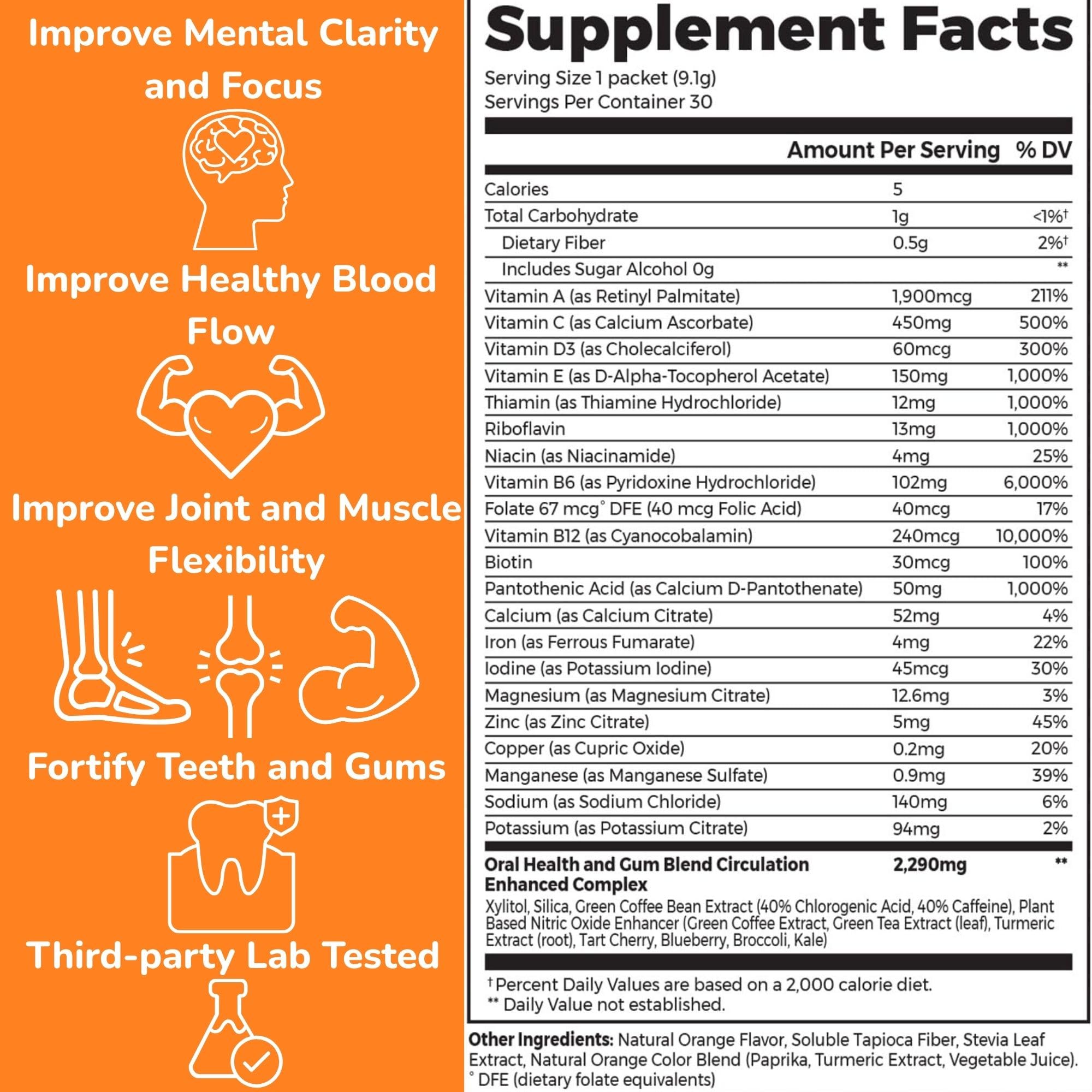 Dr.Nick's Women's Multivitamin individual packet with Orange Splash flavour