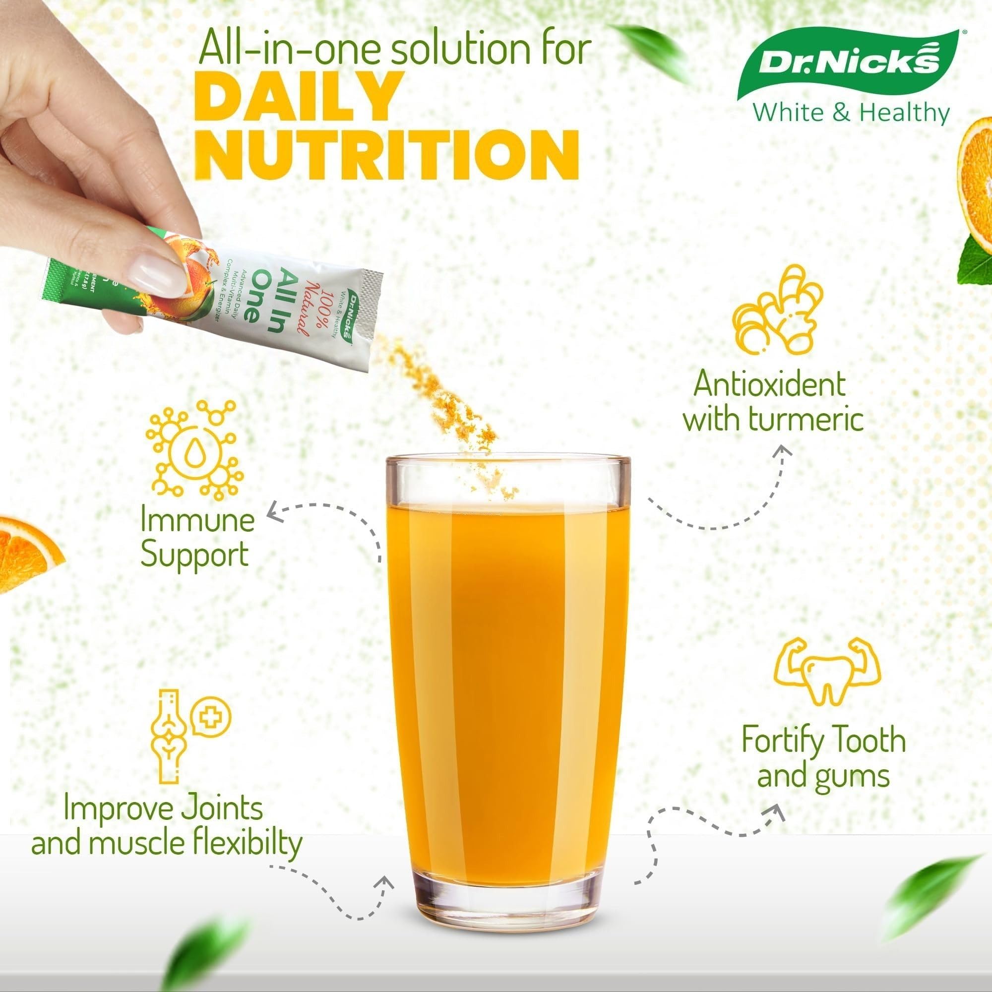 Dr.Nick's Women's Multivitamin showing individual packets in a hand