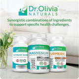 Dr. Olivia Naturals Magnesium Glycinate Supplement 300mg with a glass of water
