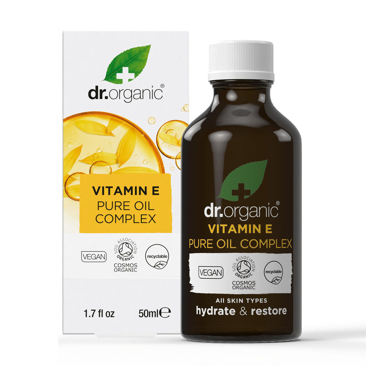 Dr. Organic Vitamin E Oil 120g front view in glass jar