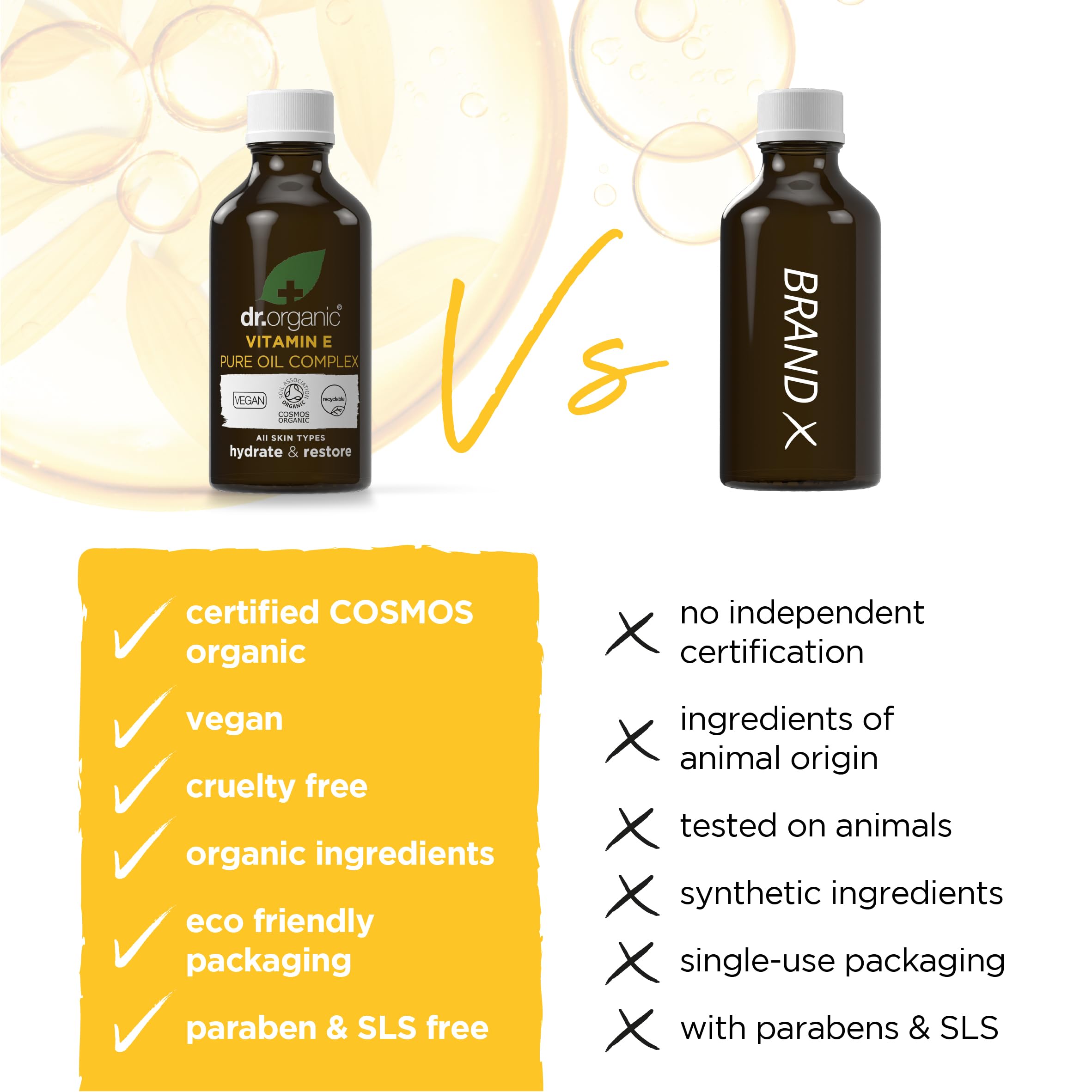 Dr. Organic Vitamin E Oil 120g side view showing packaging