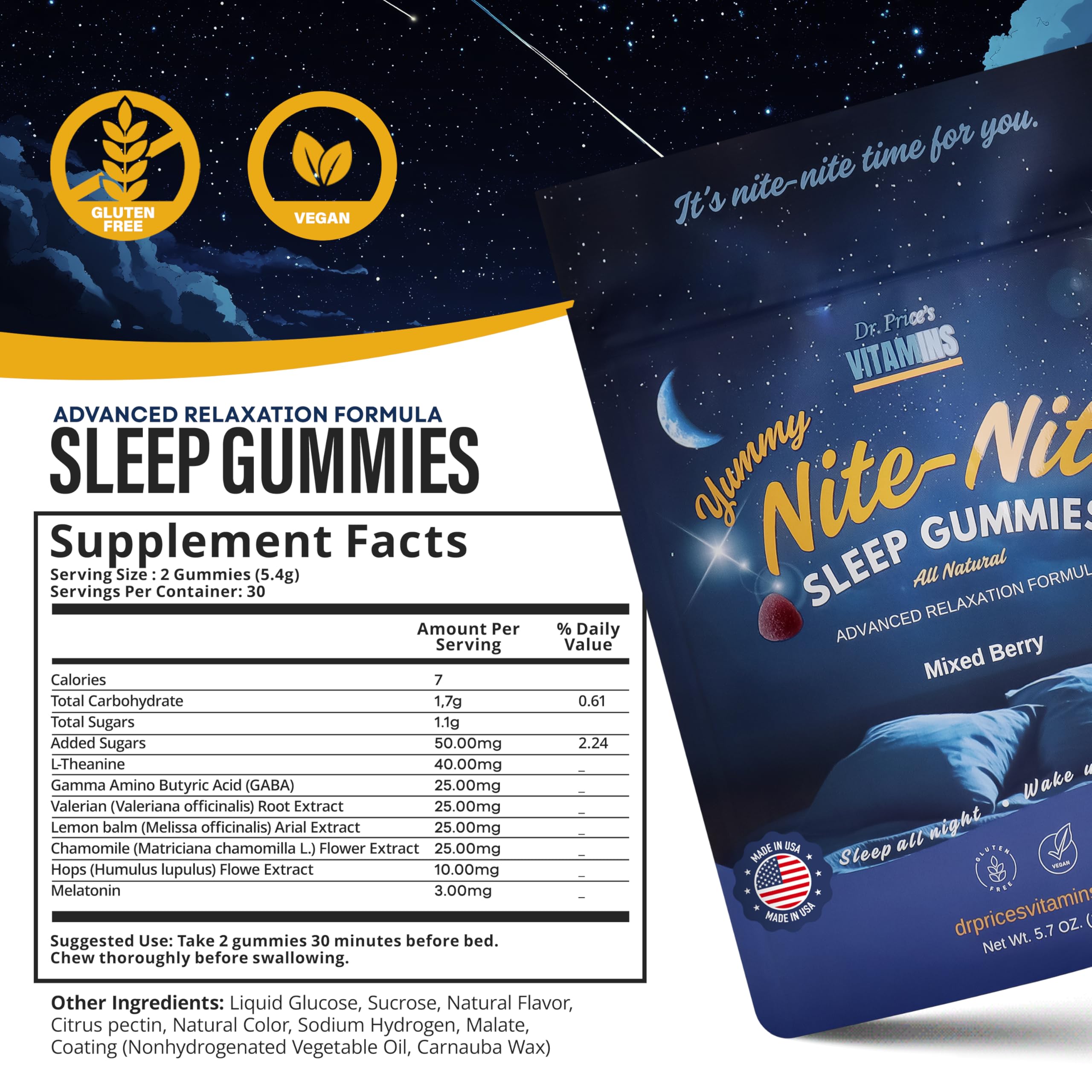 Dr. Price's Vitamins Sleep Gummies with mixed berries