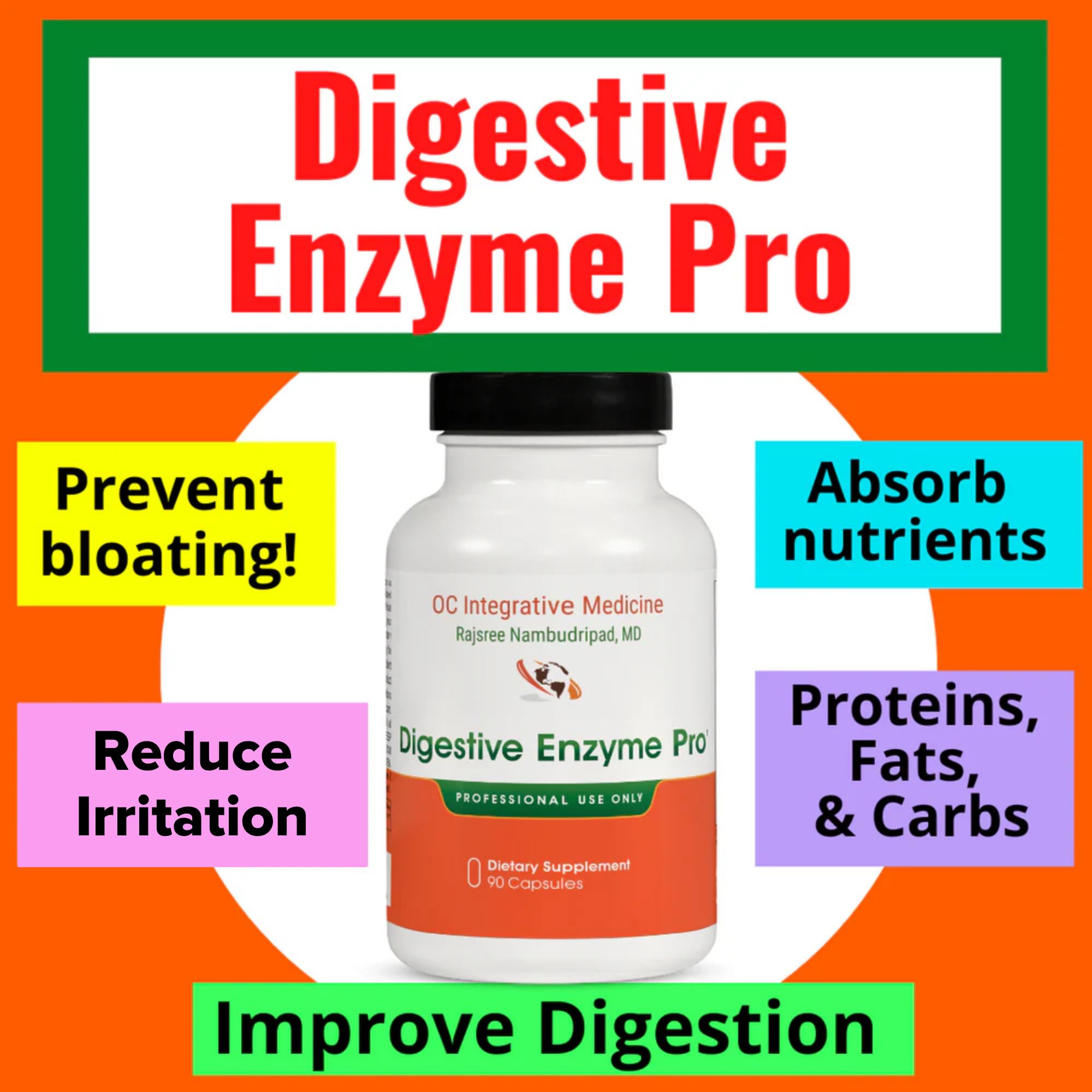 Dr. Rajsree daily Enzyme Pro back view of packaging