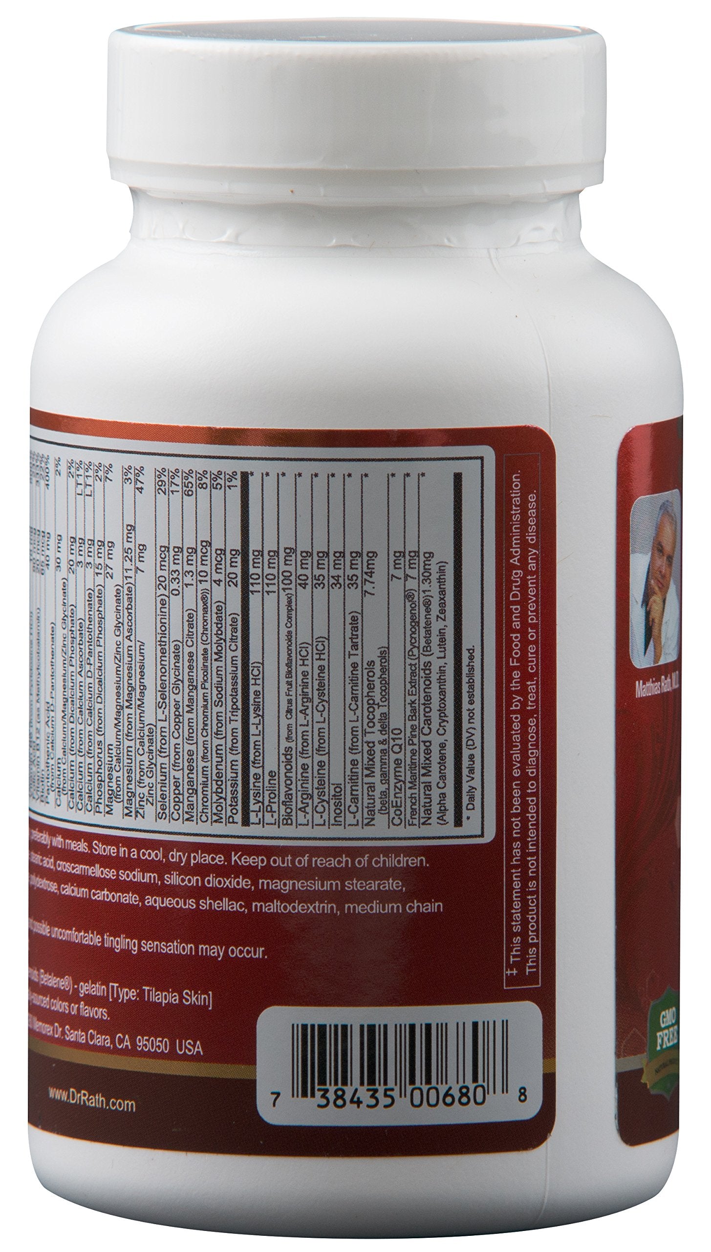 Dr. Rath Multivitamins 109g back view with ingredient list