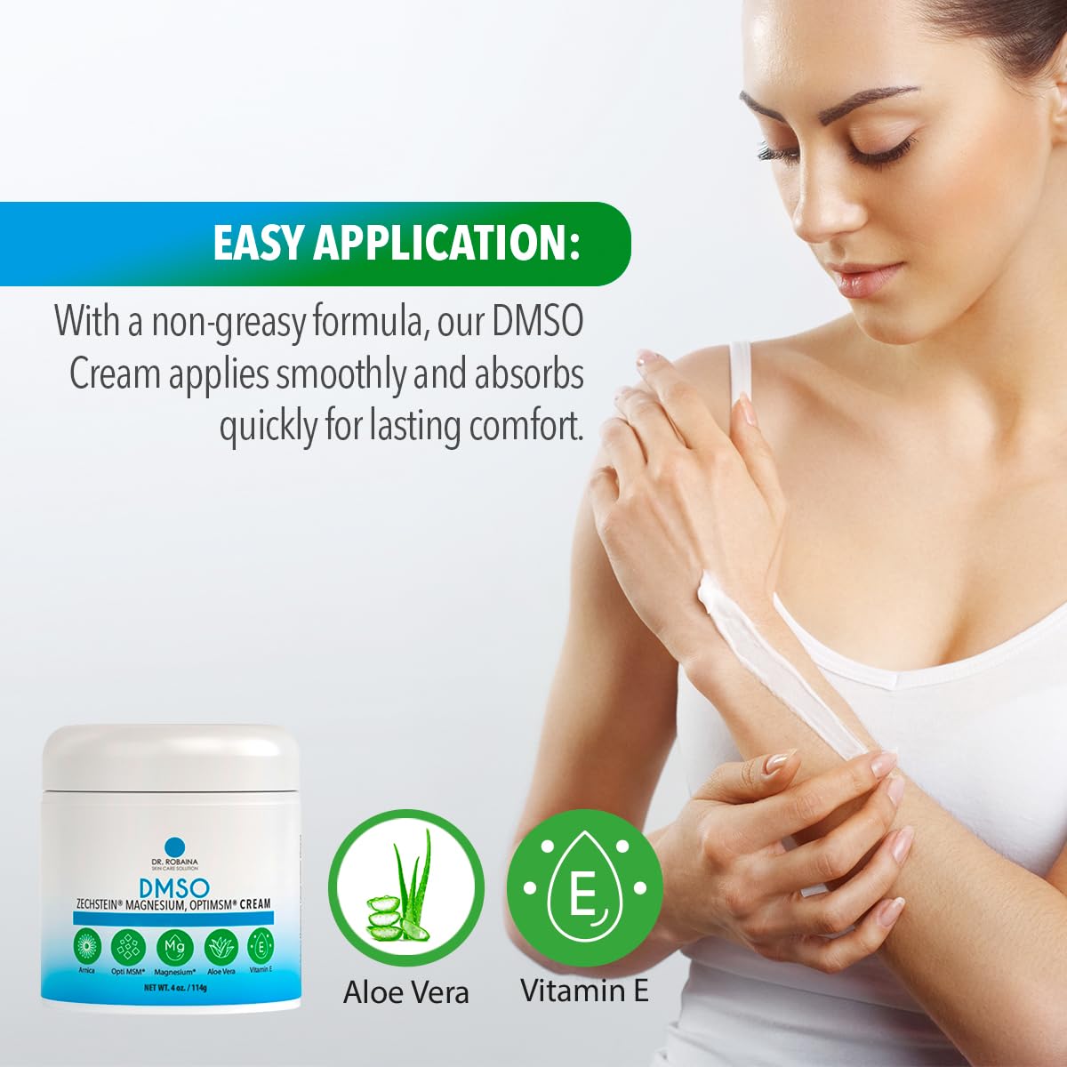 Dr. Robaina DMSO Cream back view with ingredient list