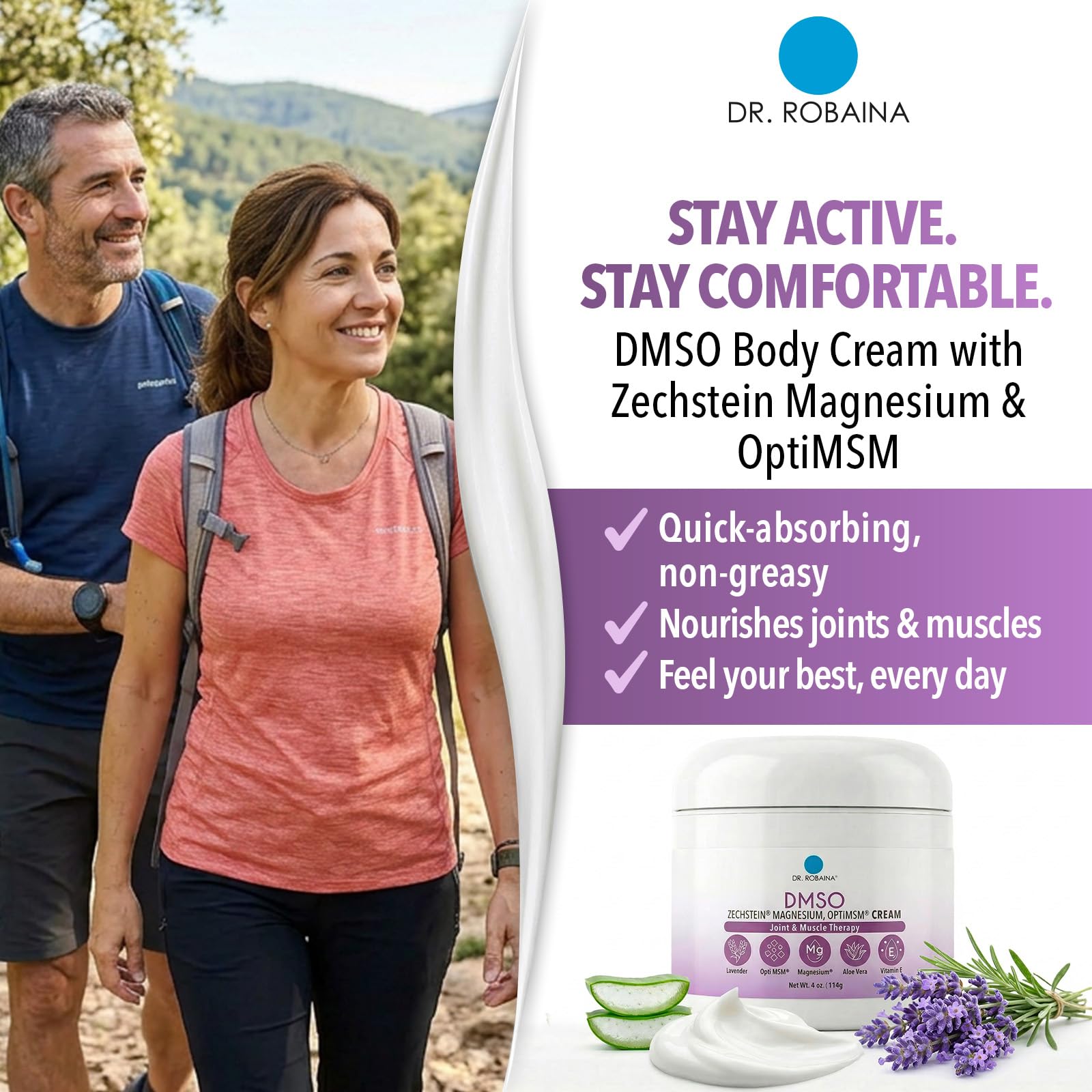 Dr. Robaina Lavender DMSO Cream packaging with ingredients list