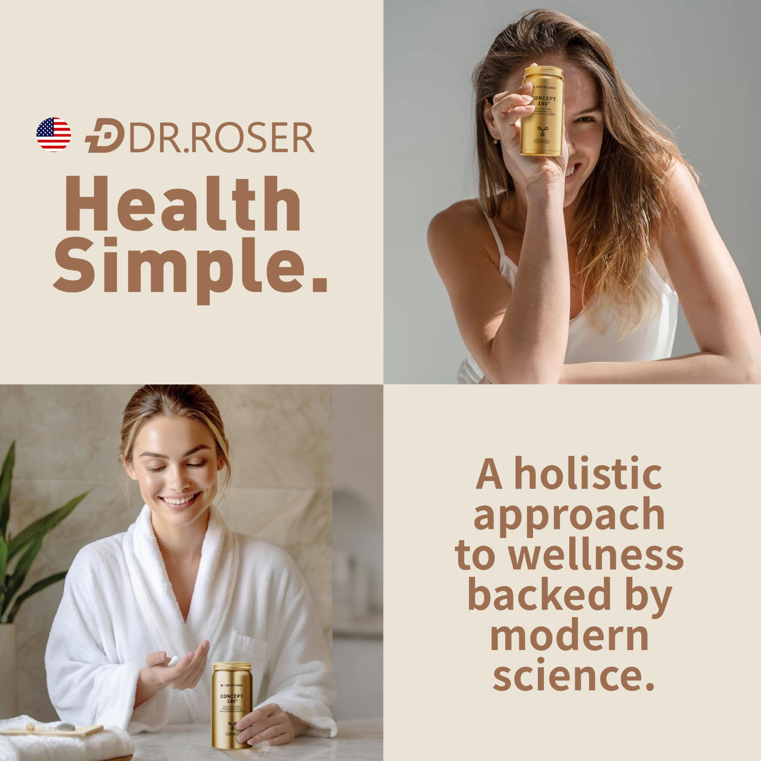 DR.ROSER Golden Capsules with a glass of water