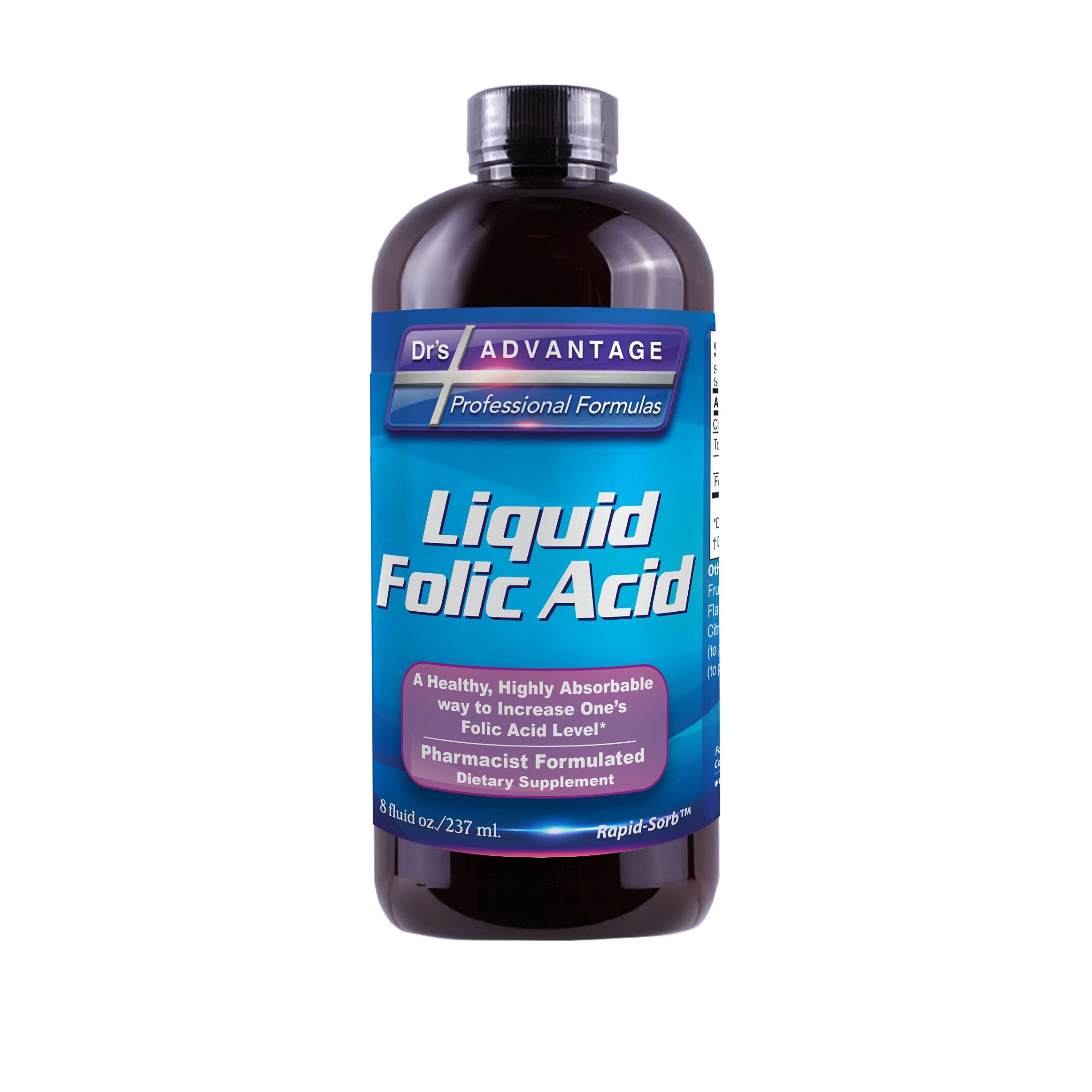 Dr's Advantage Liquid Folic Acid 800 MCG 8 oz front view