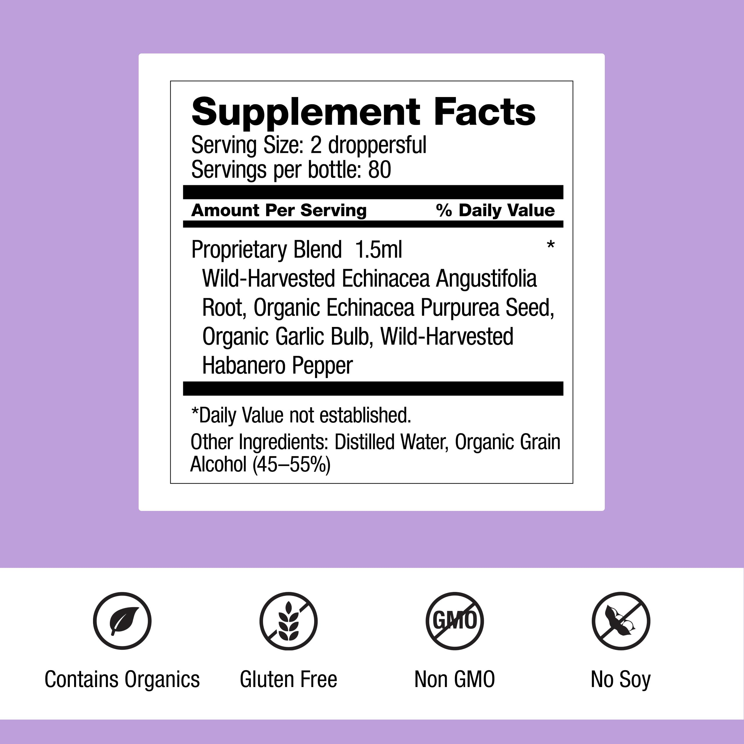 Dr. Schulze's Echinacea Plus liquid dropper with ingredients