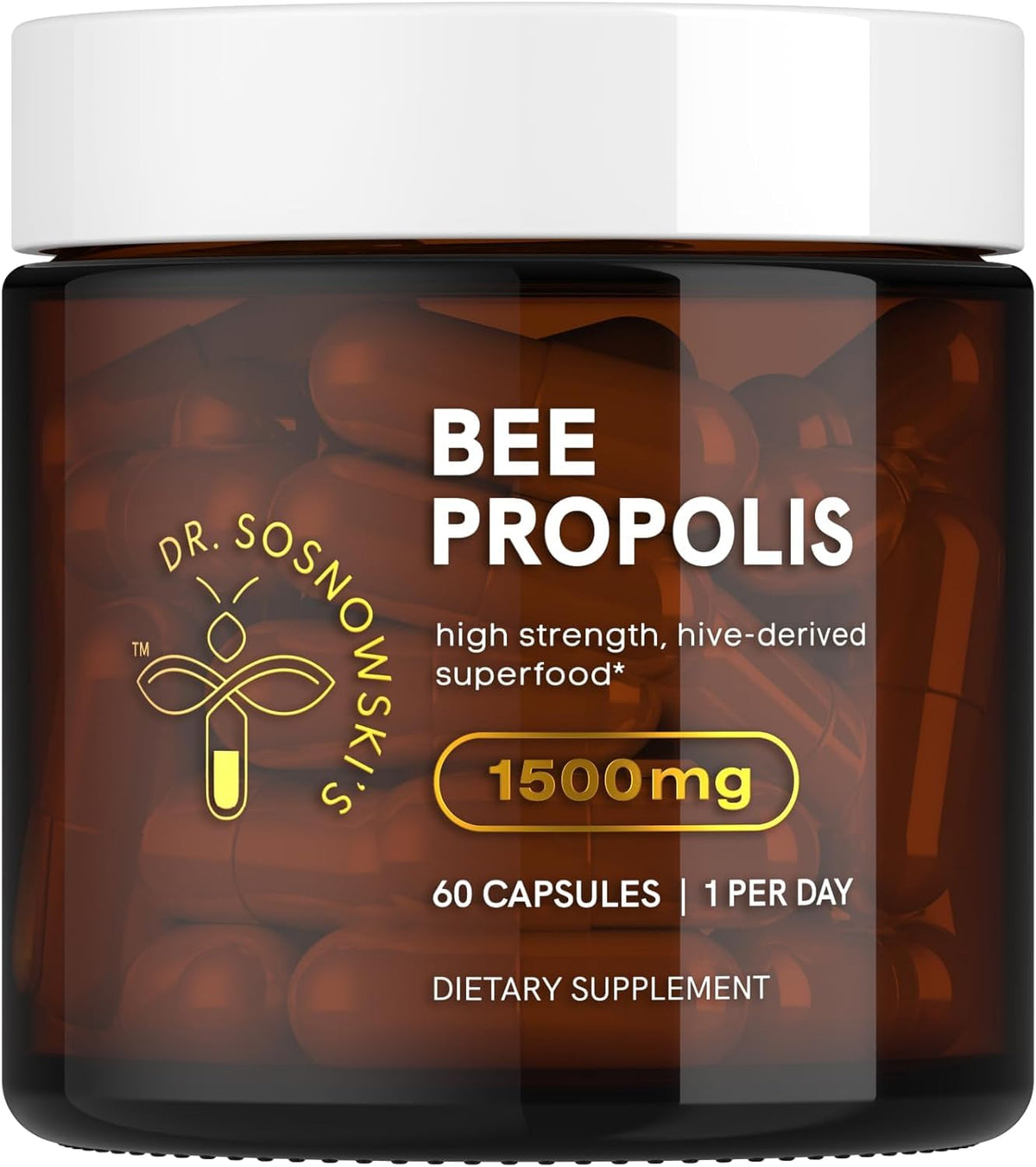 Dr Sosnowski's Bee Propolis Capsules 1500mg front view