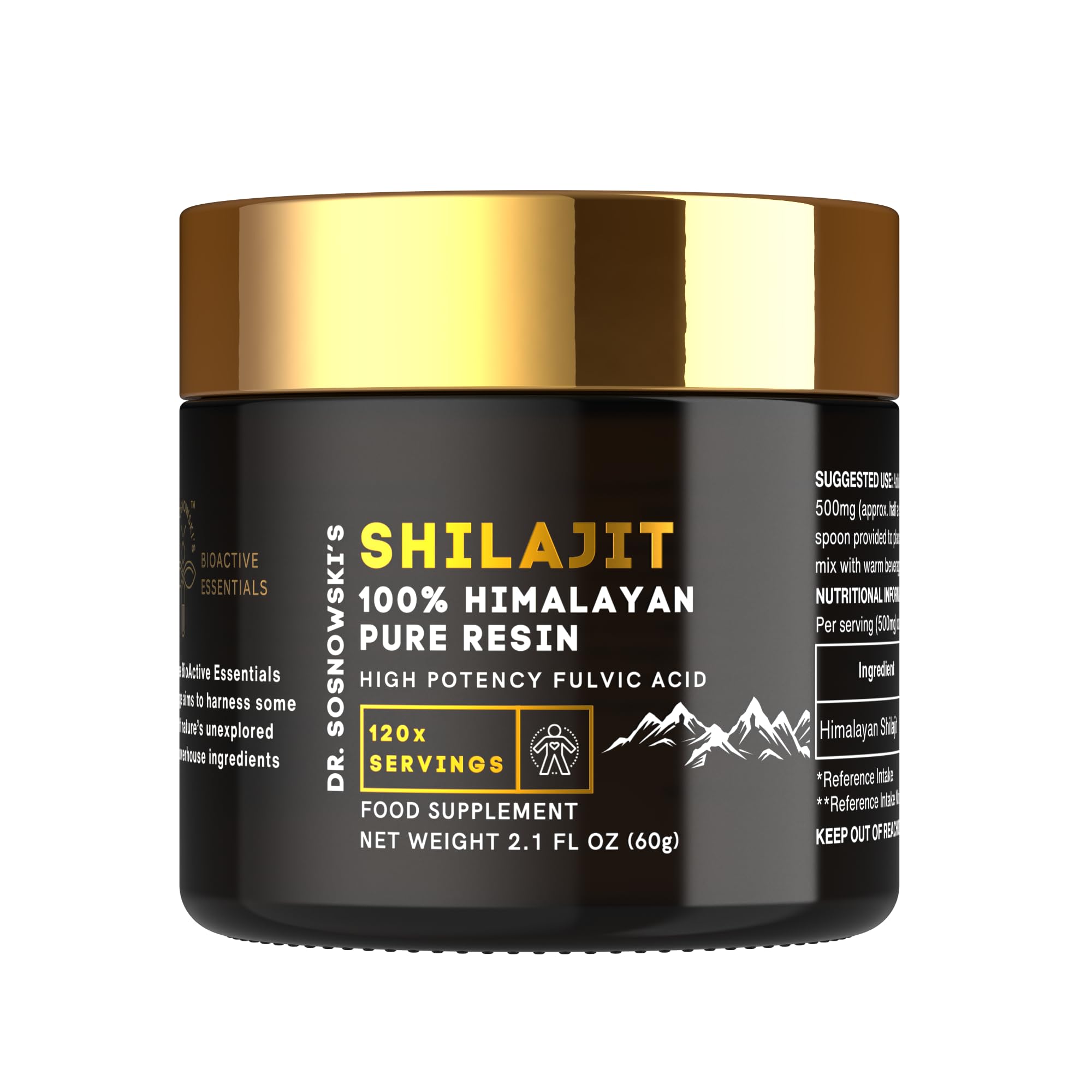 Dr Sosnowski's Pure Shilajit Resin 60g jar front view