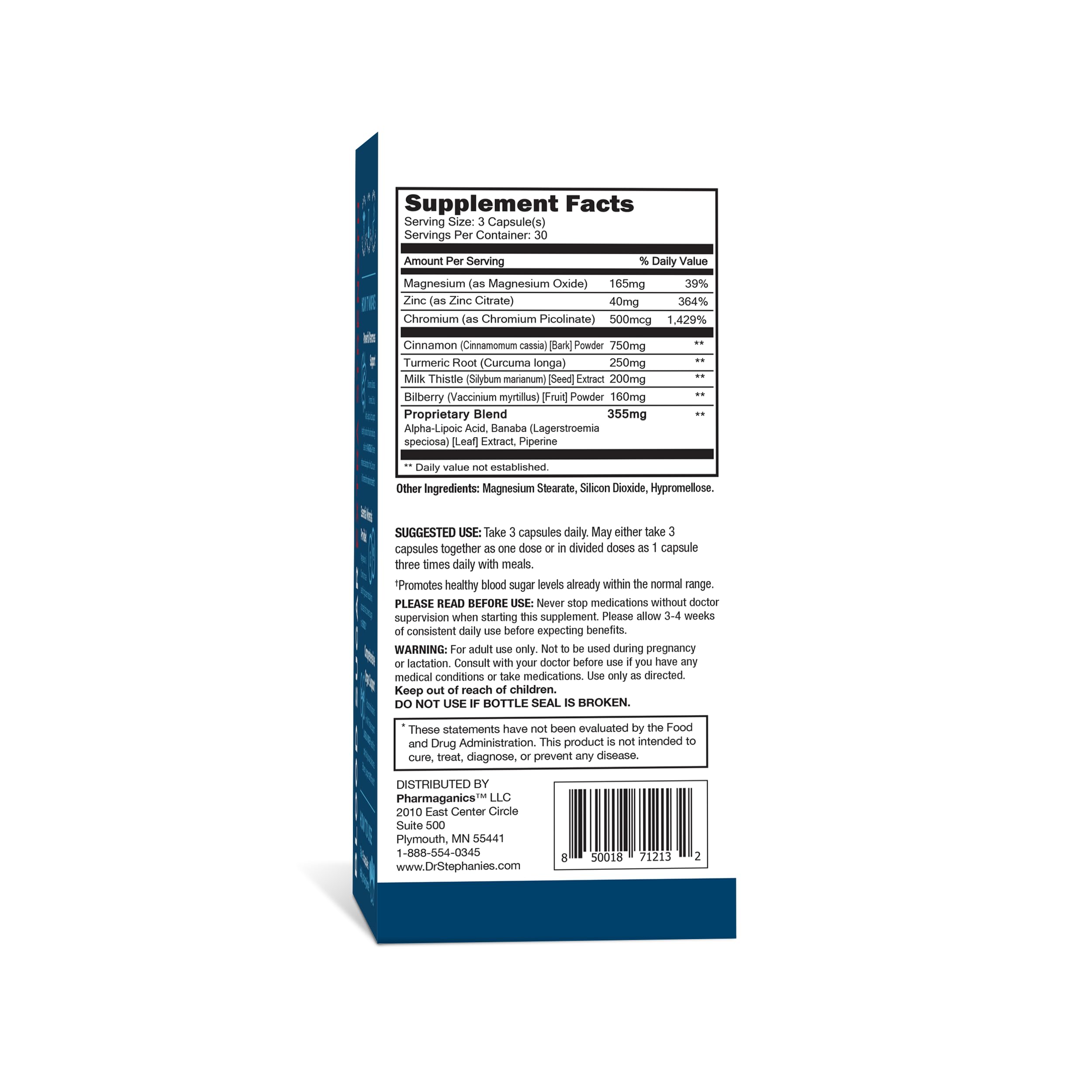 Dr. Stephanie's Extra-Strength Supplement packaging with detailed label