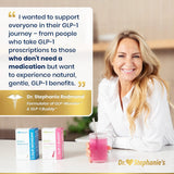 Dr. Stephanie's GLP-1 Buddy Drink Mix with a spoonful in focus