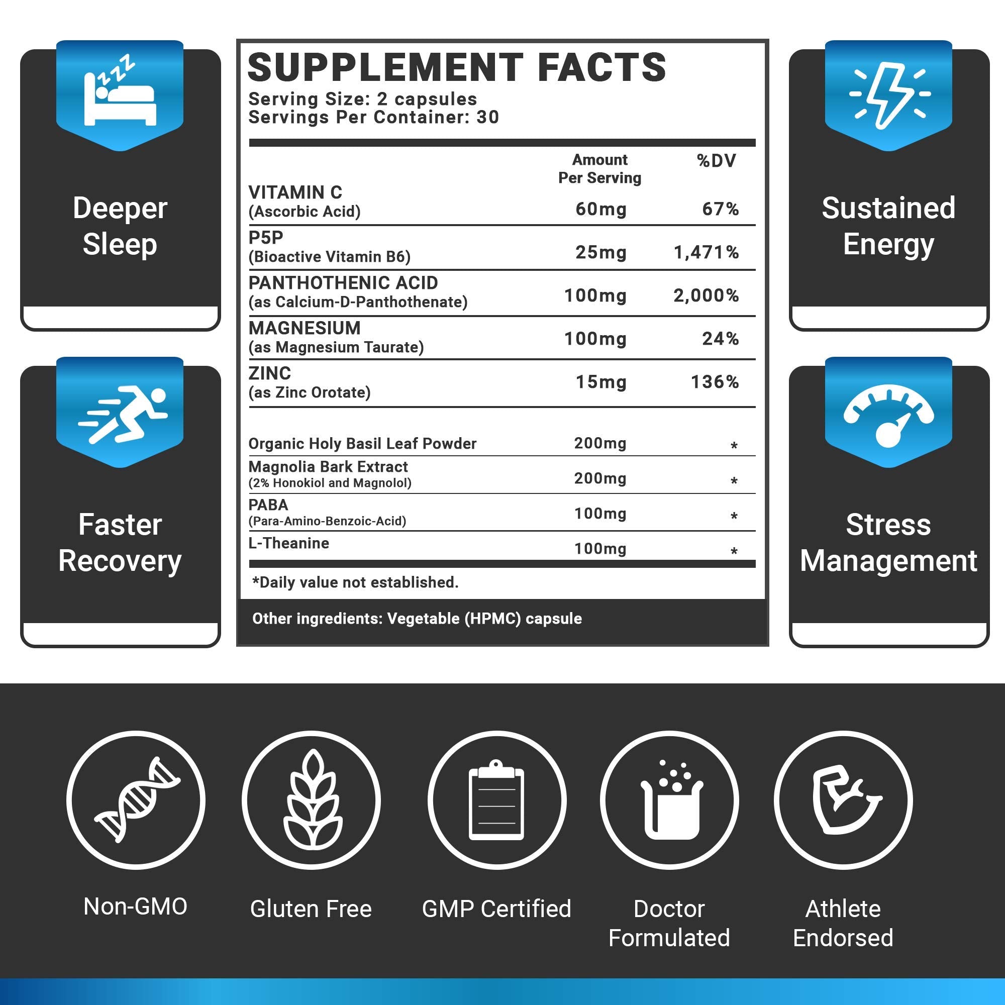 Dr. Stern daily wellness Sleep Supplement 68g vegan capsules side view