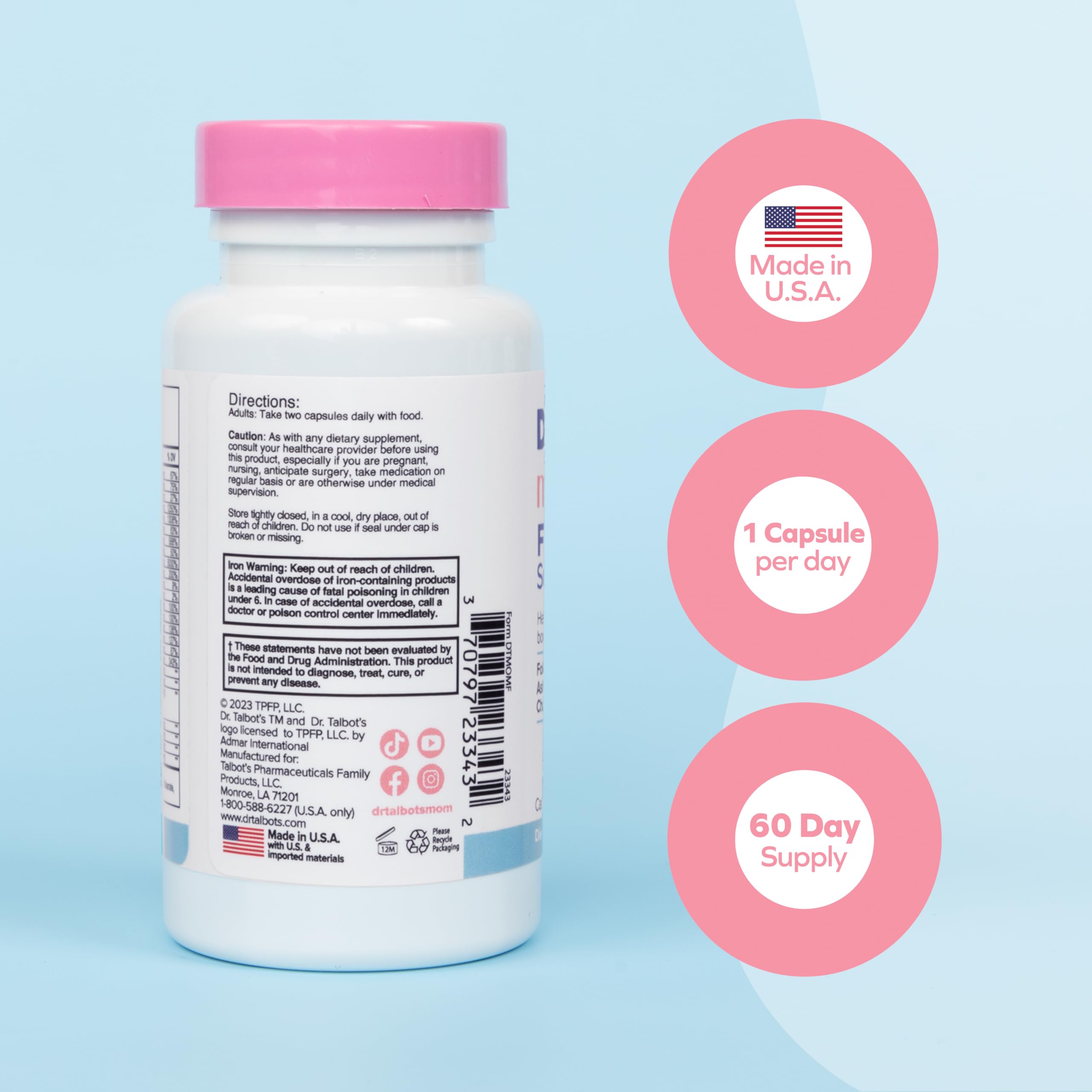 Dr. Talbot's Mom Fertility Support bottle with capsules