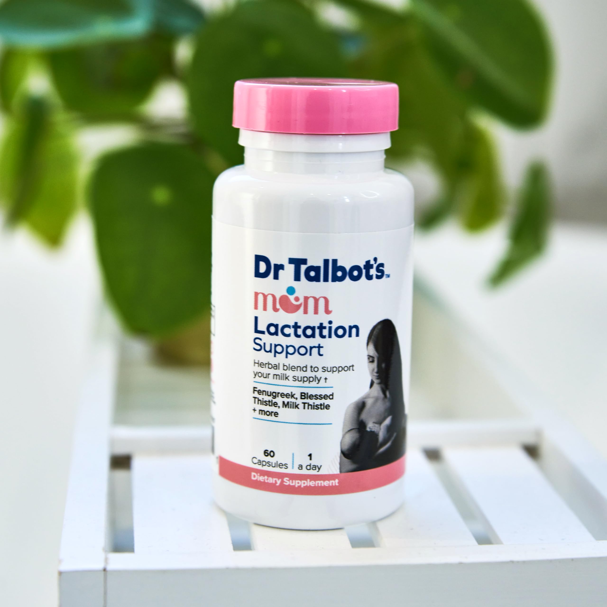 Dr. Talbot's Mom Lactation Support Capsules open bottle with capsules