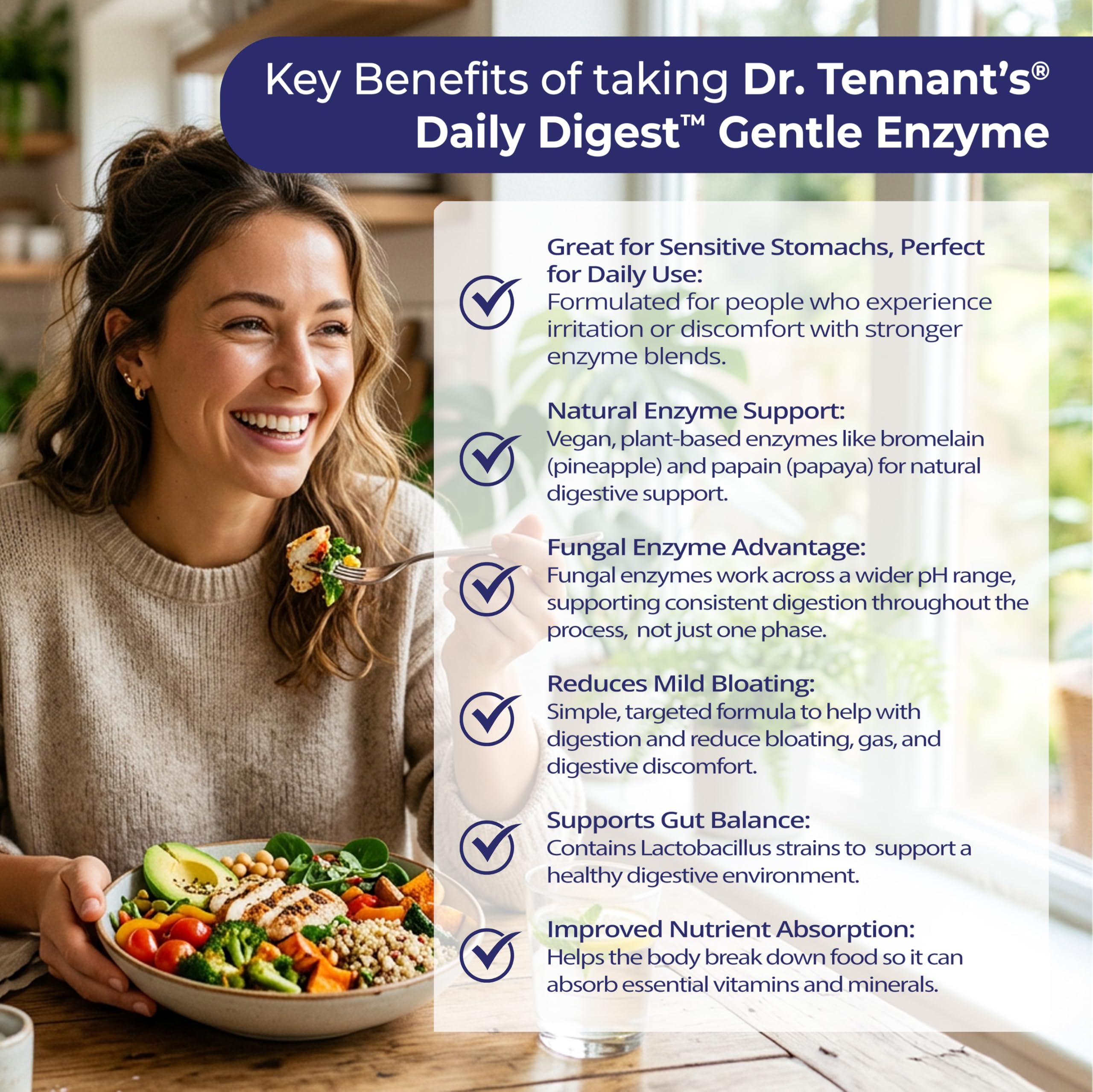 Dr. Tennant's Daily daily Multi-Enzyme Supplement side view