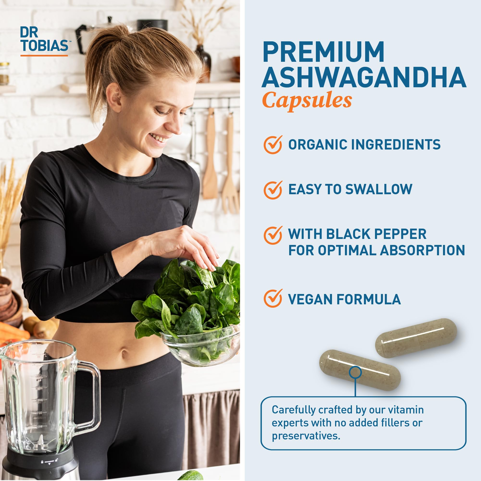 Dr. Tobias Ashwagandha 1300mg 60 Capsules with packaging