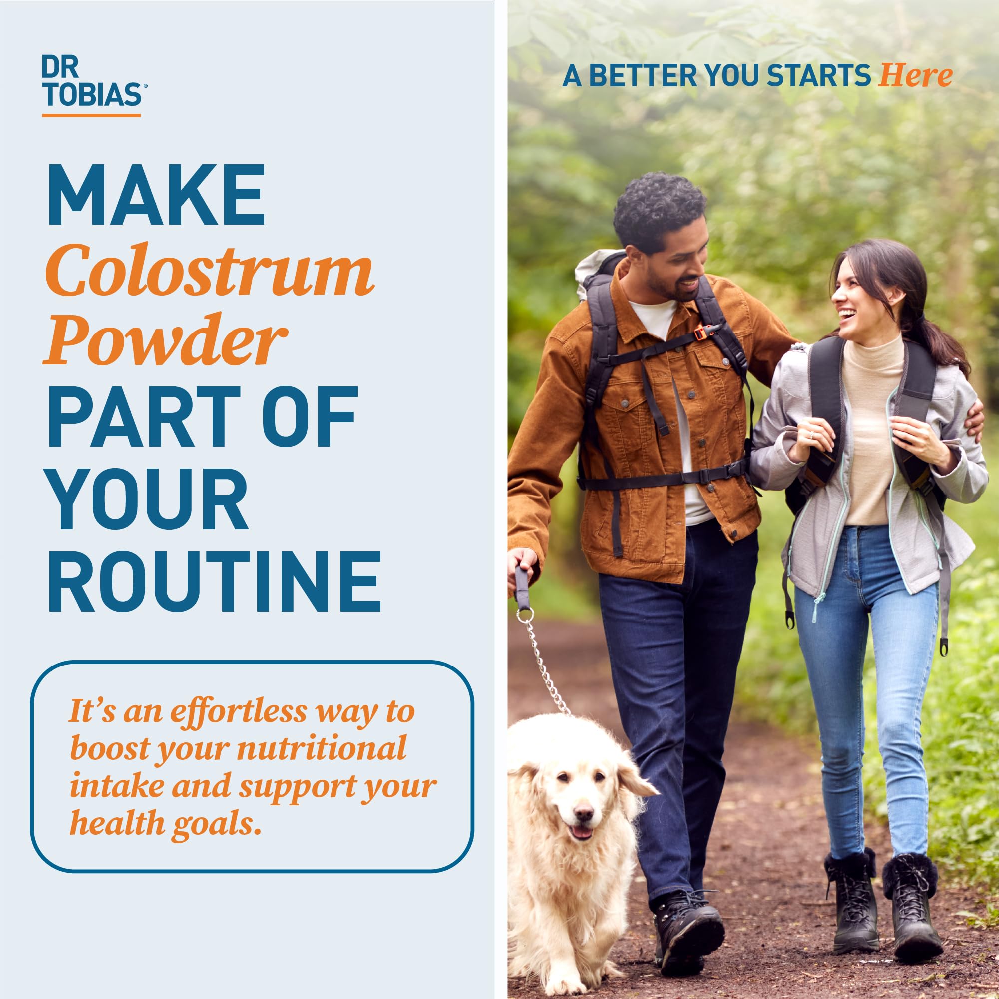 Dr. Tobias Bovine Colostrum Powder lifestyle scene with smoothie
