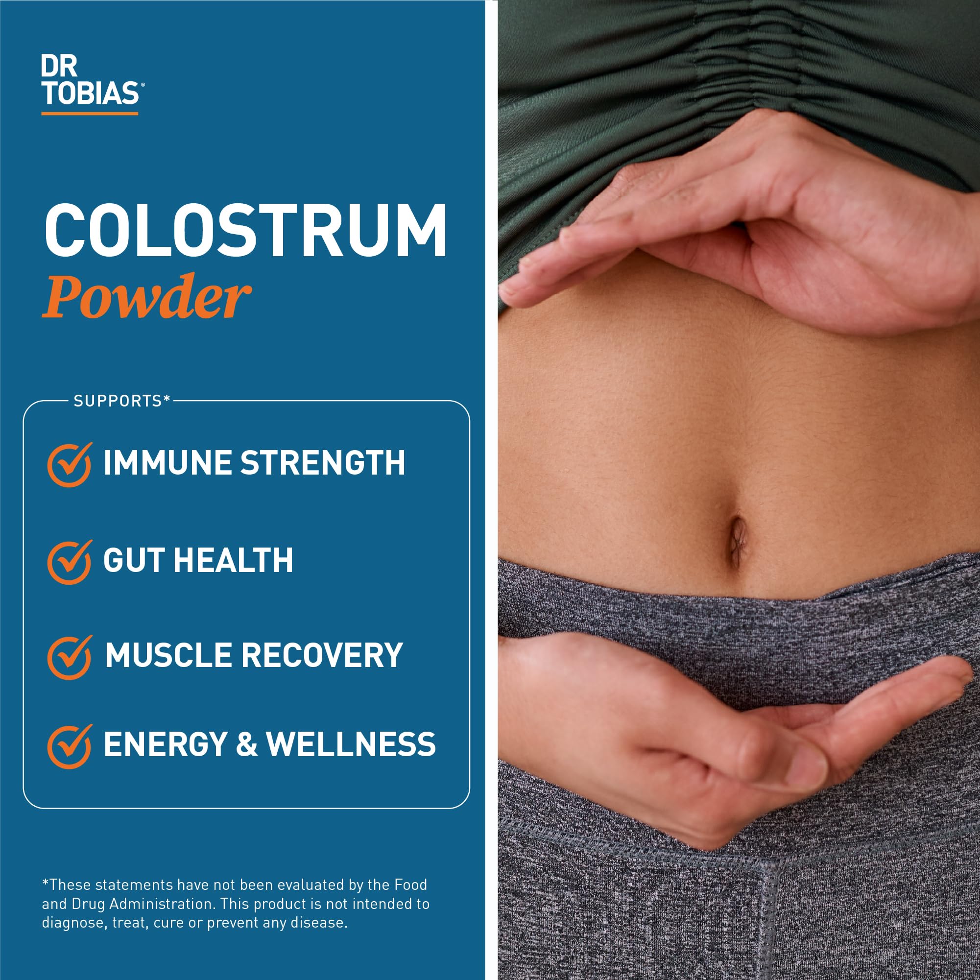 Dr. Tobias Bovine Colostrum Powder scoop with powder