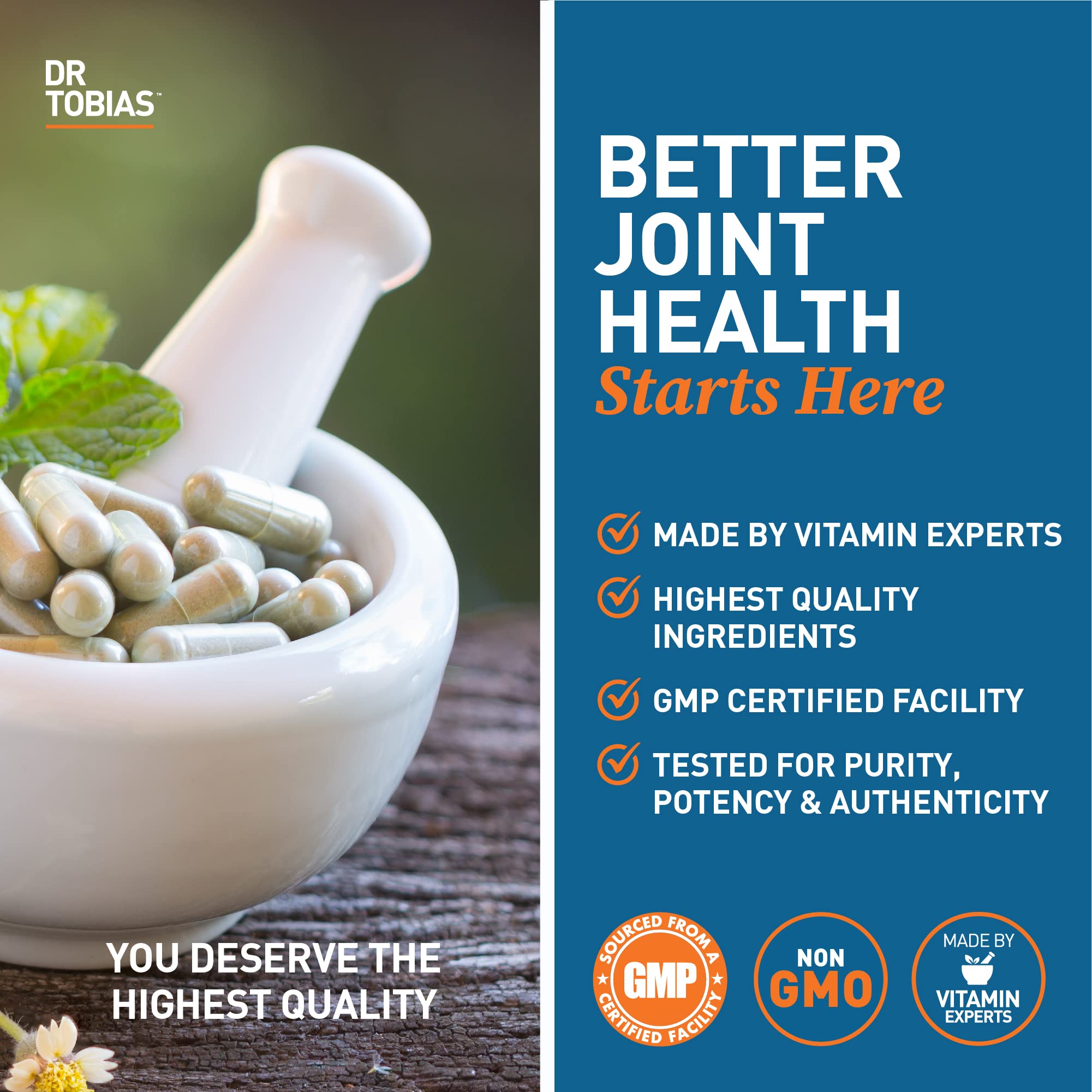 Dr. Tobias Chondroitin Sulfate Joint Support Supplement capsules in hand