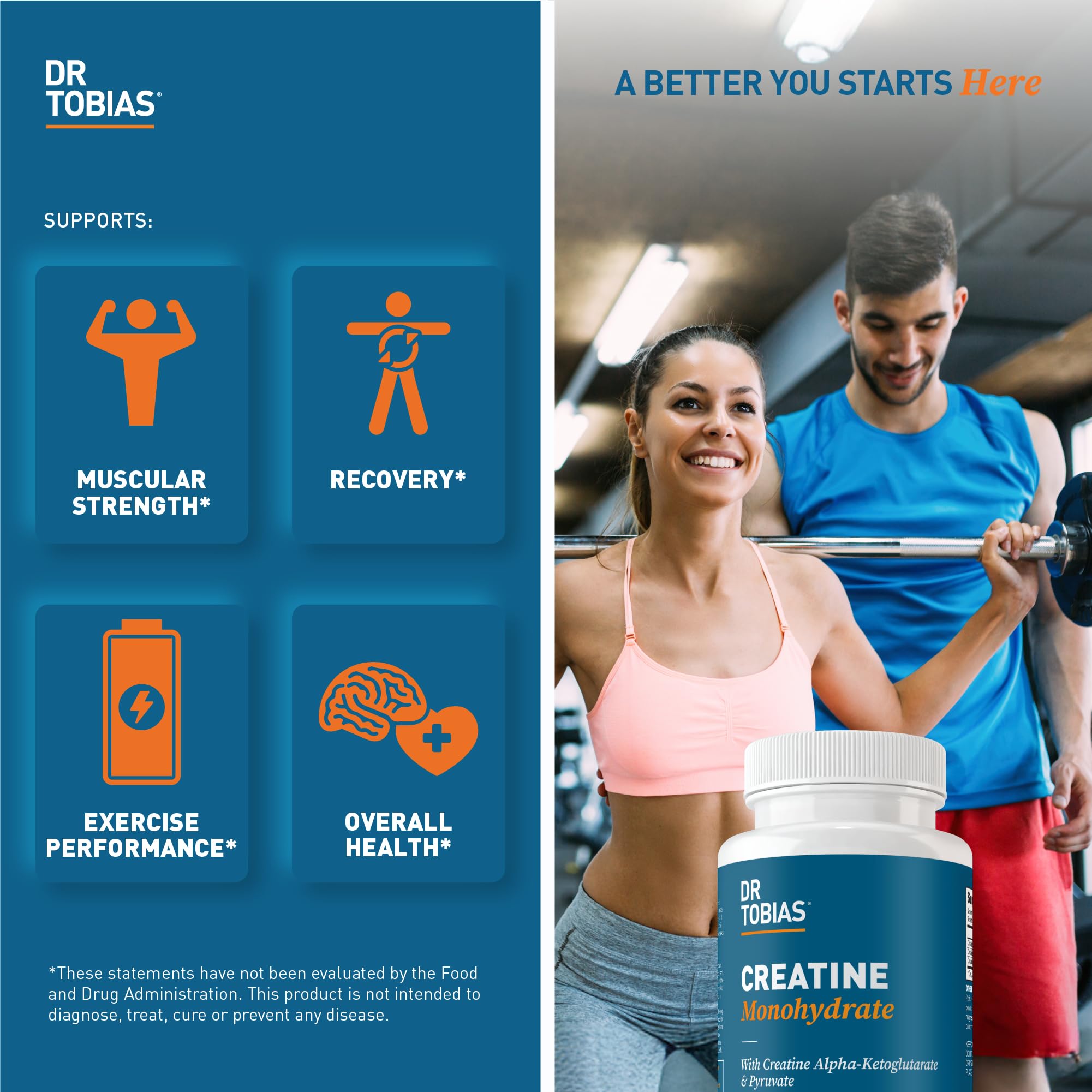 Dr. Tobias Creatine 3-in-1 Supplement Tablets packaging