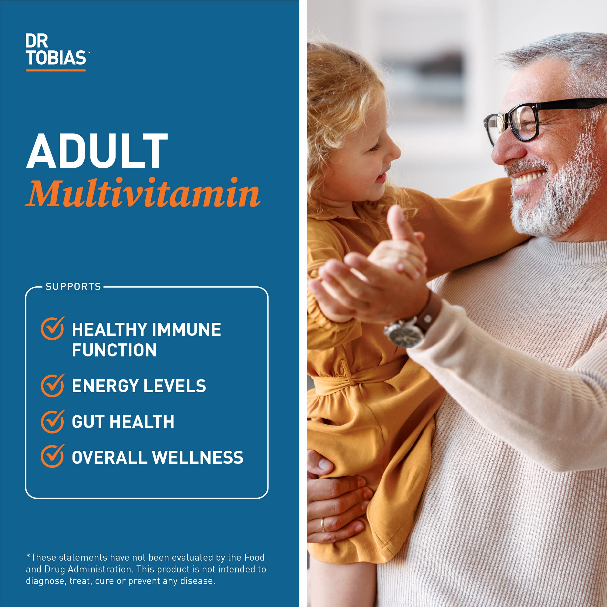 Dr. Tobias Daily Multivitamin Tablets back view with ingredient list