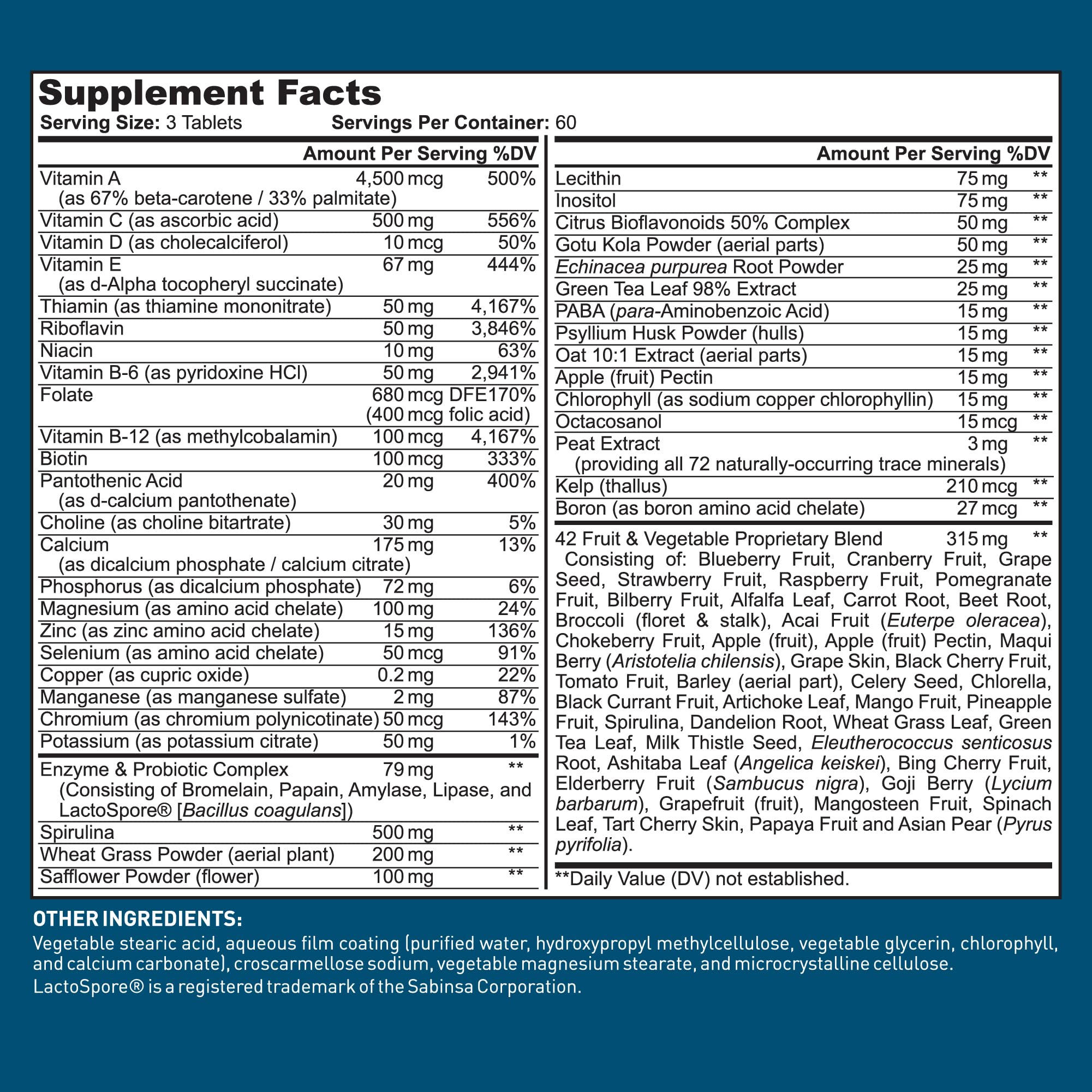 Dr. Tobias Daily Multivitamins 90 Tablets with fruits and vegetables