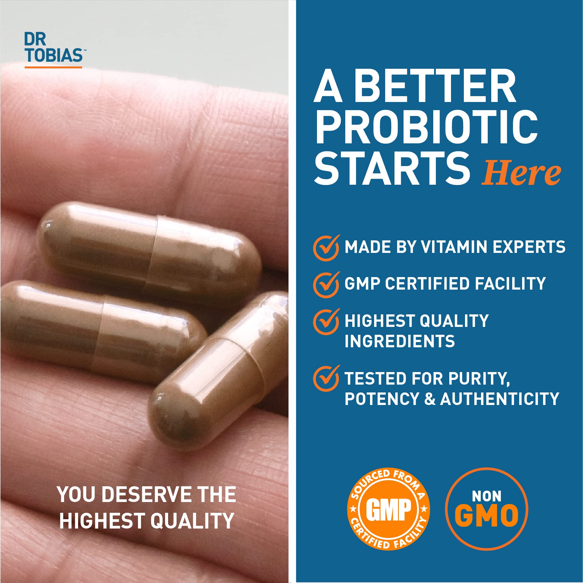 Dr. Tobias Daily Probiotic Capsules in lifestyle setting on kitchen counter