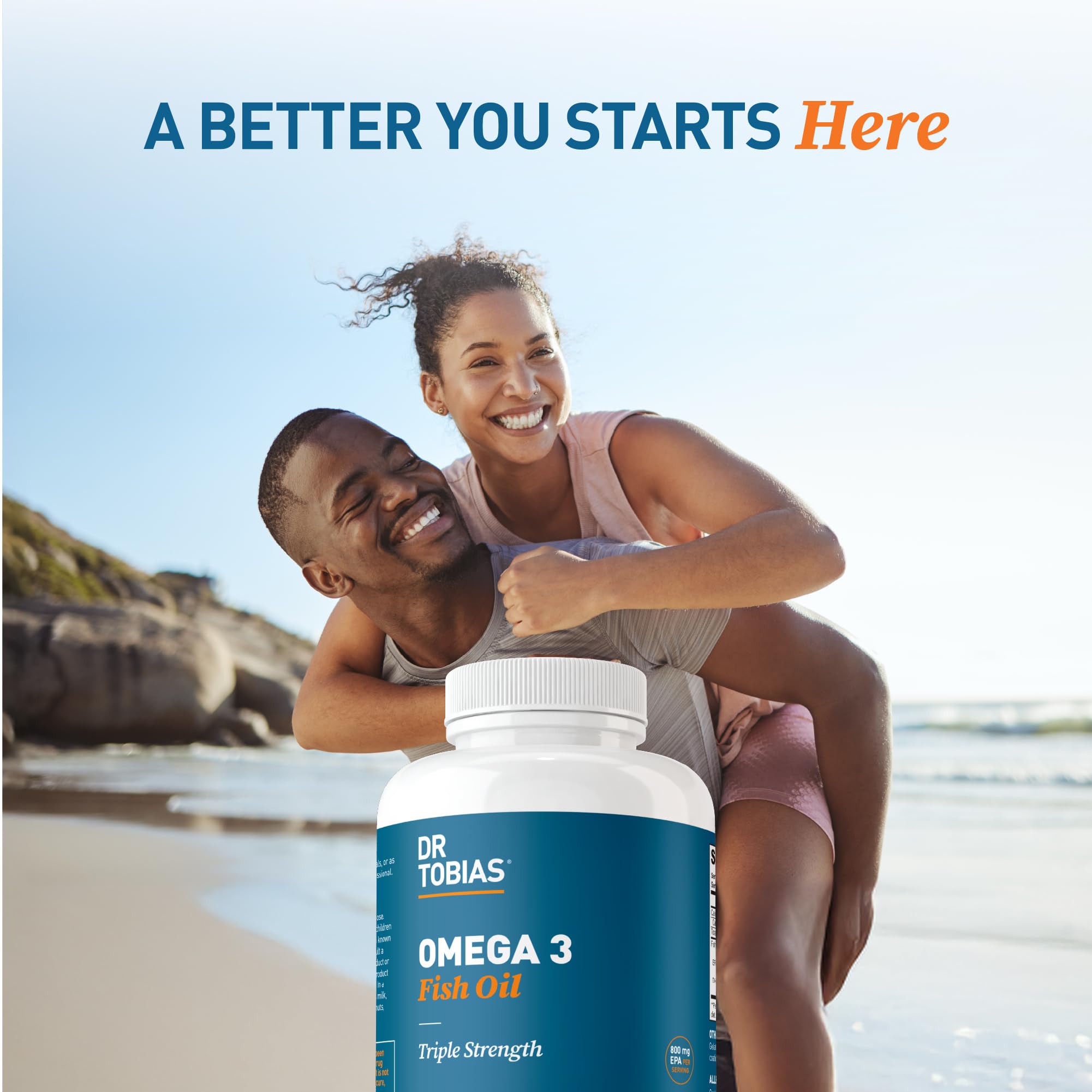 Dr. Tobias Omega 3 Fish Oil softgel bottle with ingredients list