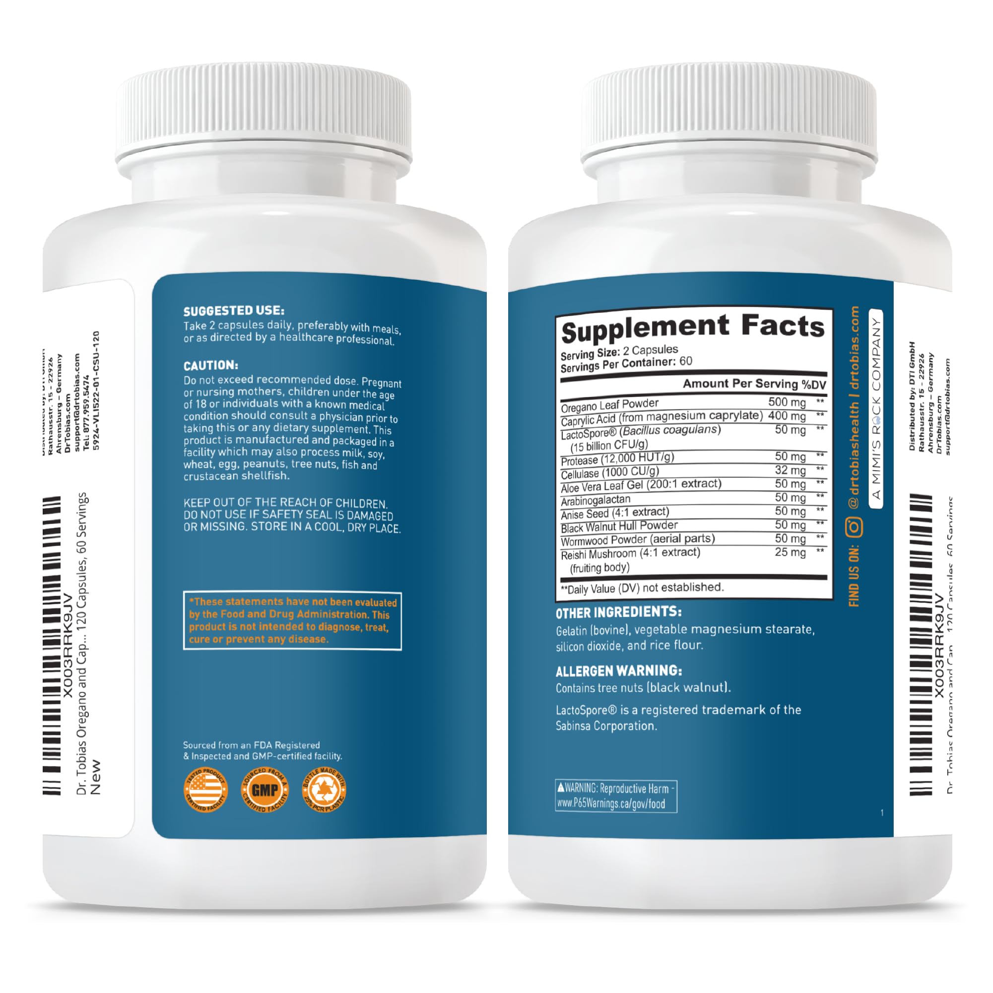 Dr. Tobias Oregano Oil & Caprylic Acid Capsules close-up
