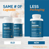 Dr. Tobias Oregano Oil & Caprylic Acid Capsules on a wooden table