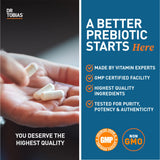 Dr. Tobias Prebiotic Supplement 15mg capsules on a table