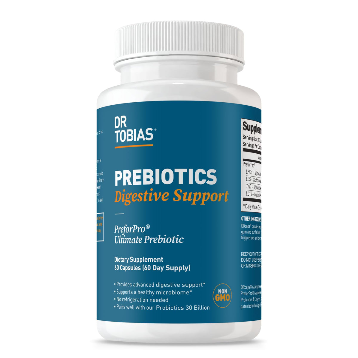 Dr. Tobias Prebiotic Supplement 15mg front view of packaging