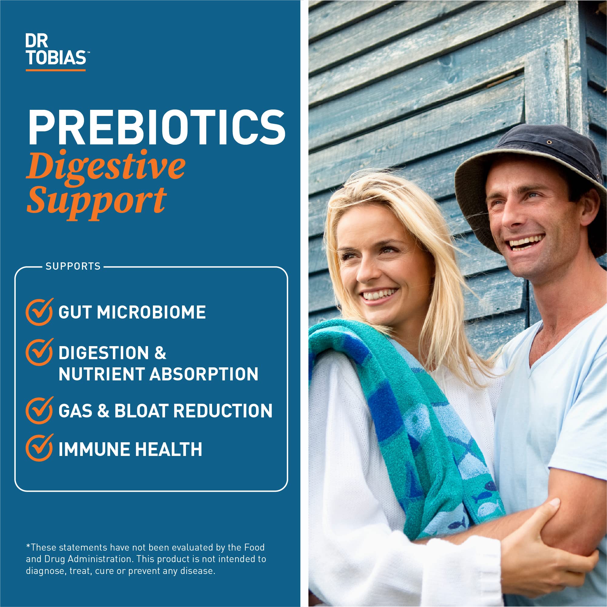 Dr. Tobias Prebiotic Supplement 15mg side view of bottle