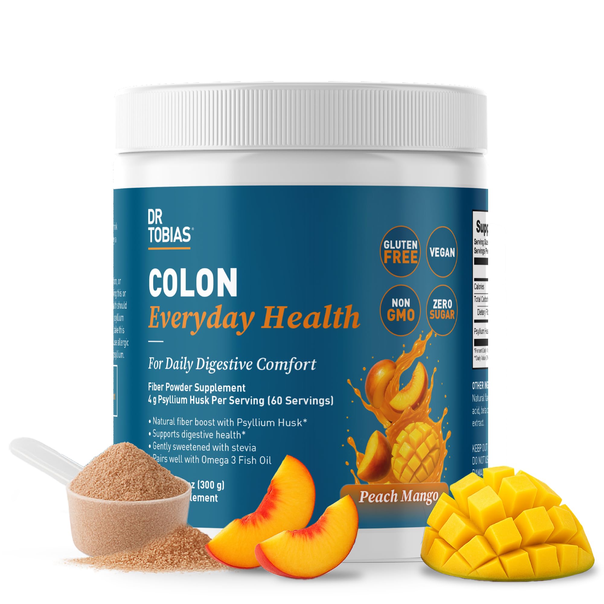 Dr. Tobias Psyllium Husk Powder 356g Peach Mango front view