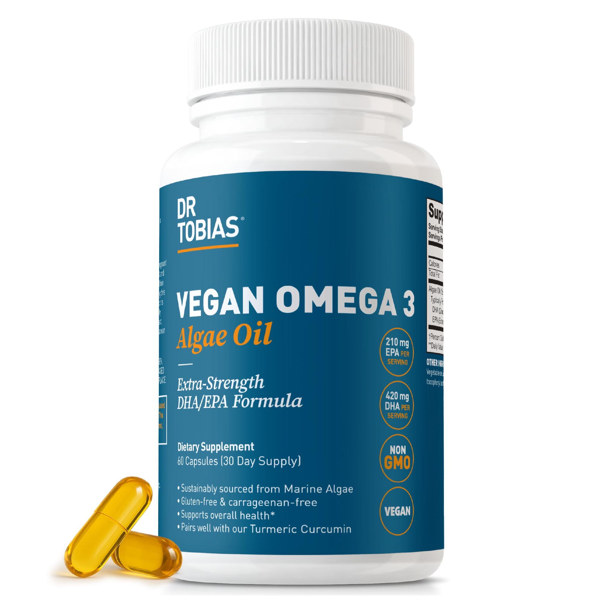 Dr. Tobias Vegan Omega 3 Algae Oil bottle front view