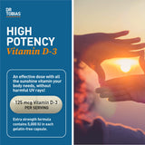 Dr. Tobias Vitamin D-3 5000 IU capsule bottle side view